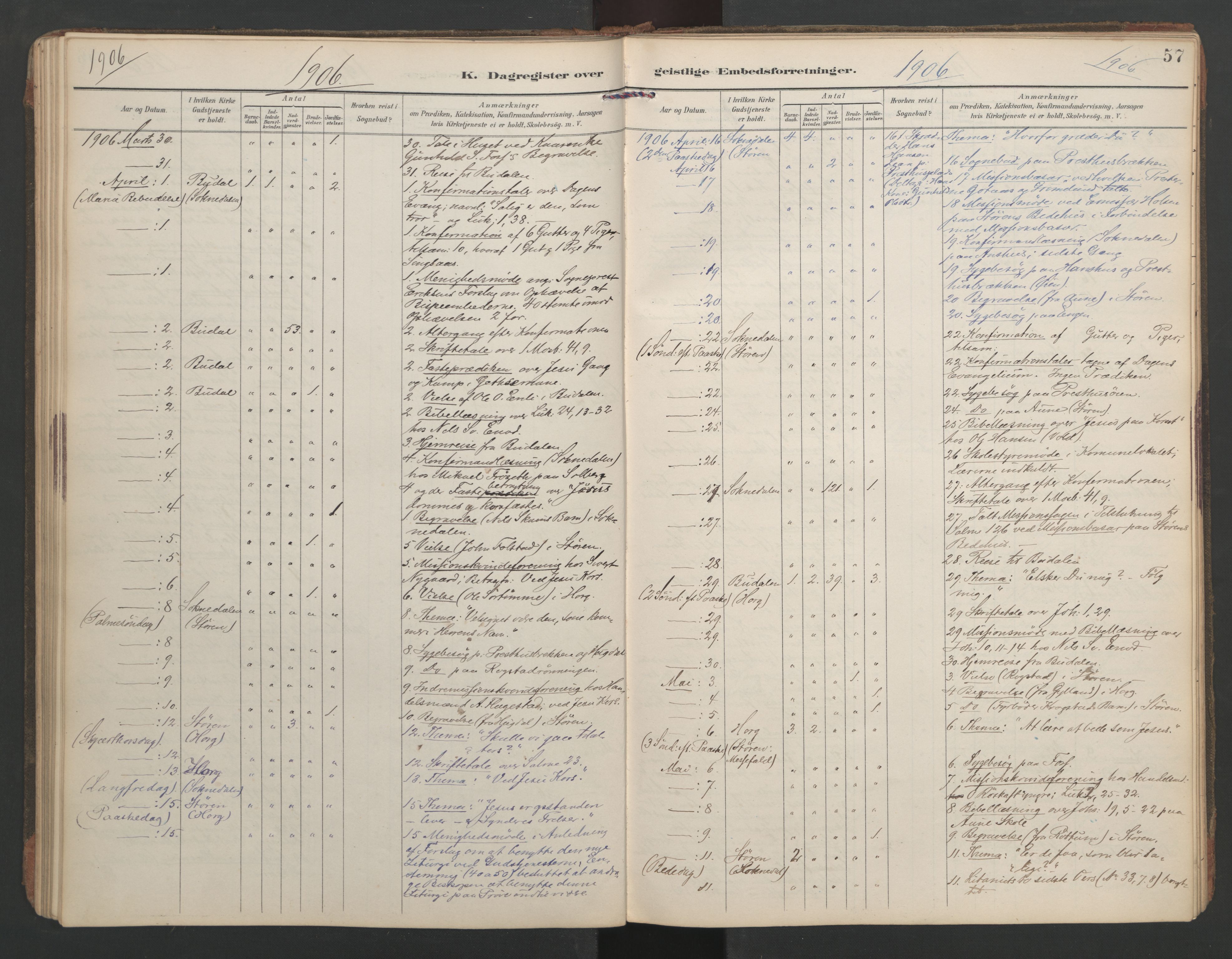 Ministerialprotokoller, klokkerbøker og fødselsregistre - Sør-Trøndelag, AV/SAT-A-1456/687/L1005: Diary records no. 687A11, 1891-1912, p. 57