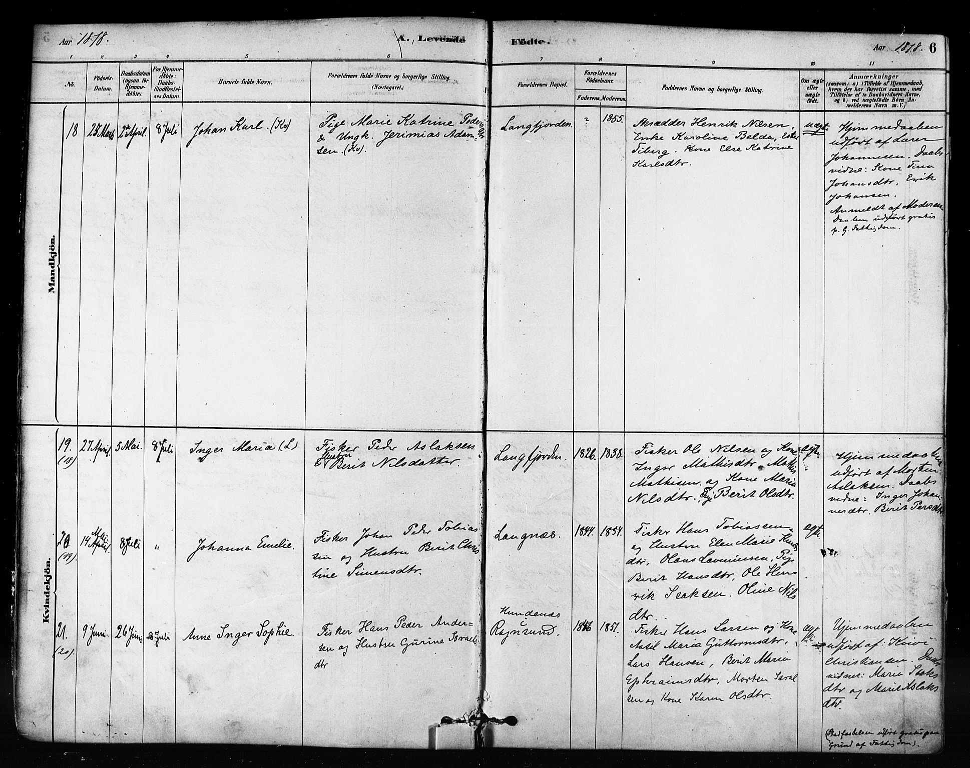 Talvik sokneprestkontor, AV/SATØ-S-1337/H/Ha/L0012kirke: Parish register (official) no. 12, 1878-1886, p. 6