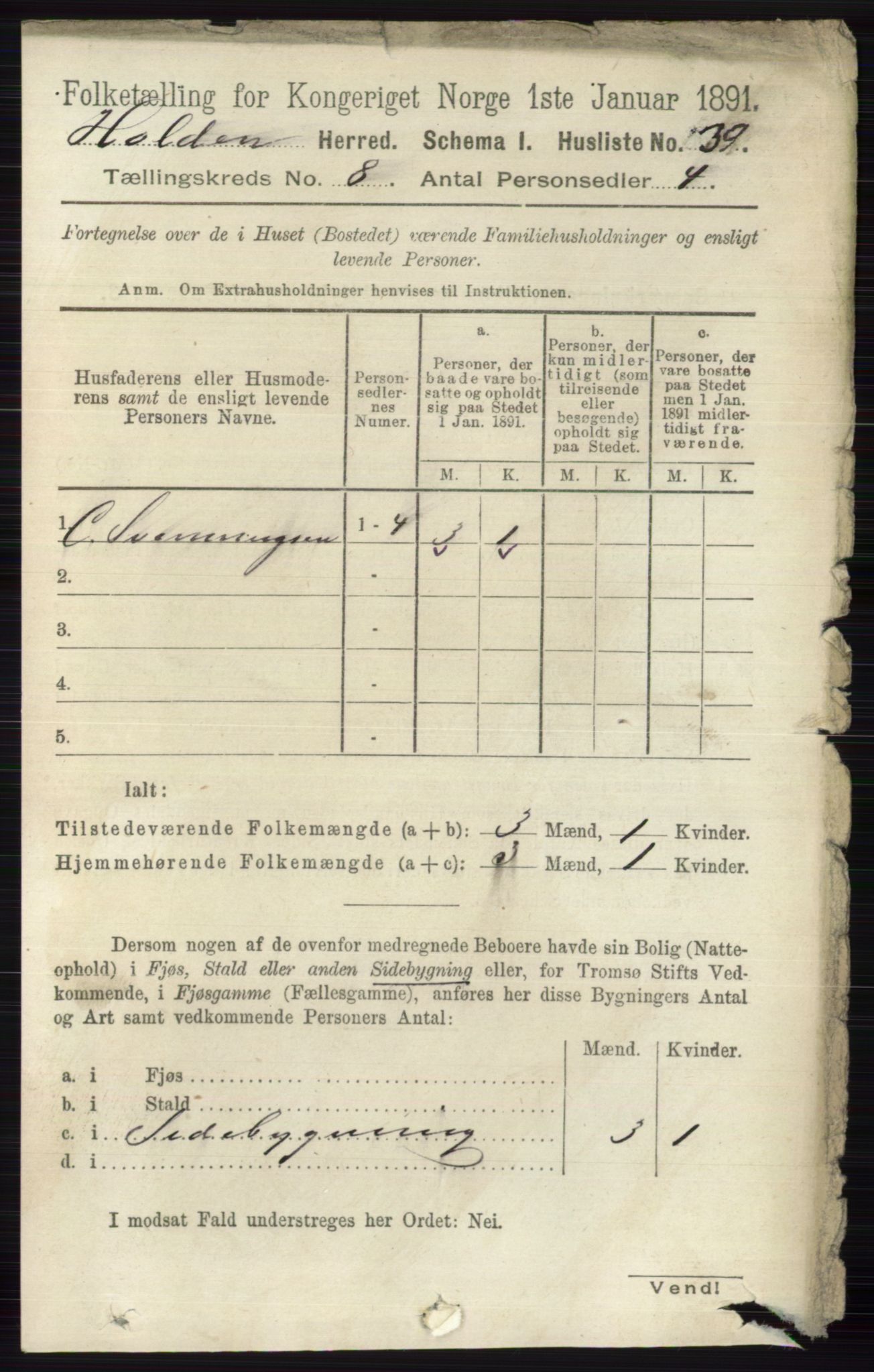 RA, 1891 census for 0819 Holla, 1891, p. 3647