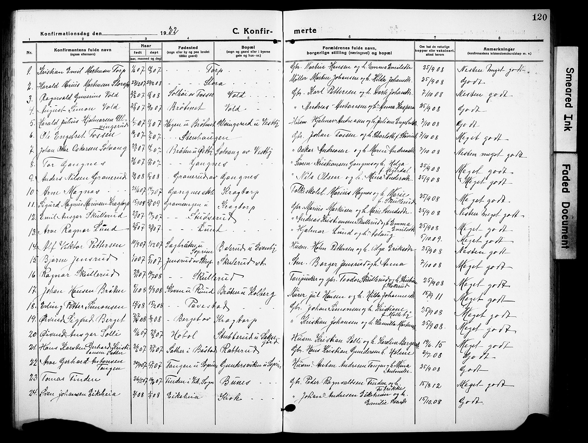 Høland prestekontor Kirkebøker, SAO/A-10346a/G/Gb/L0002: Parish register (copy) no. II 2, 1915-1933, p. 120