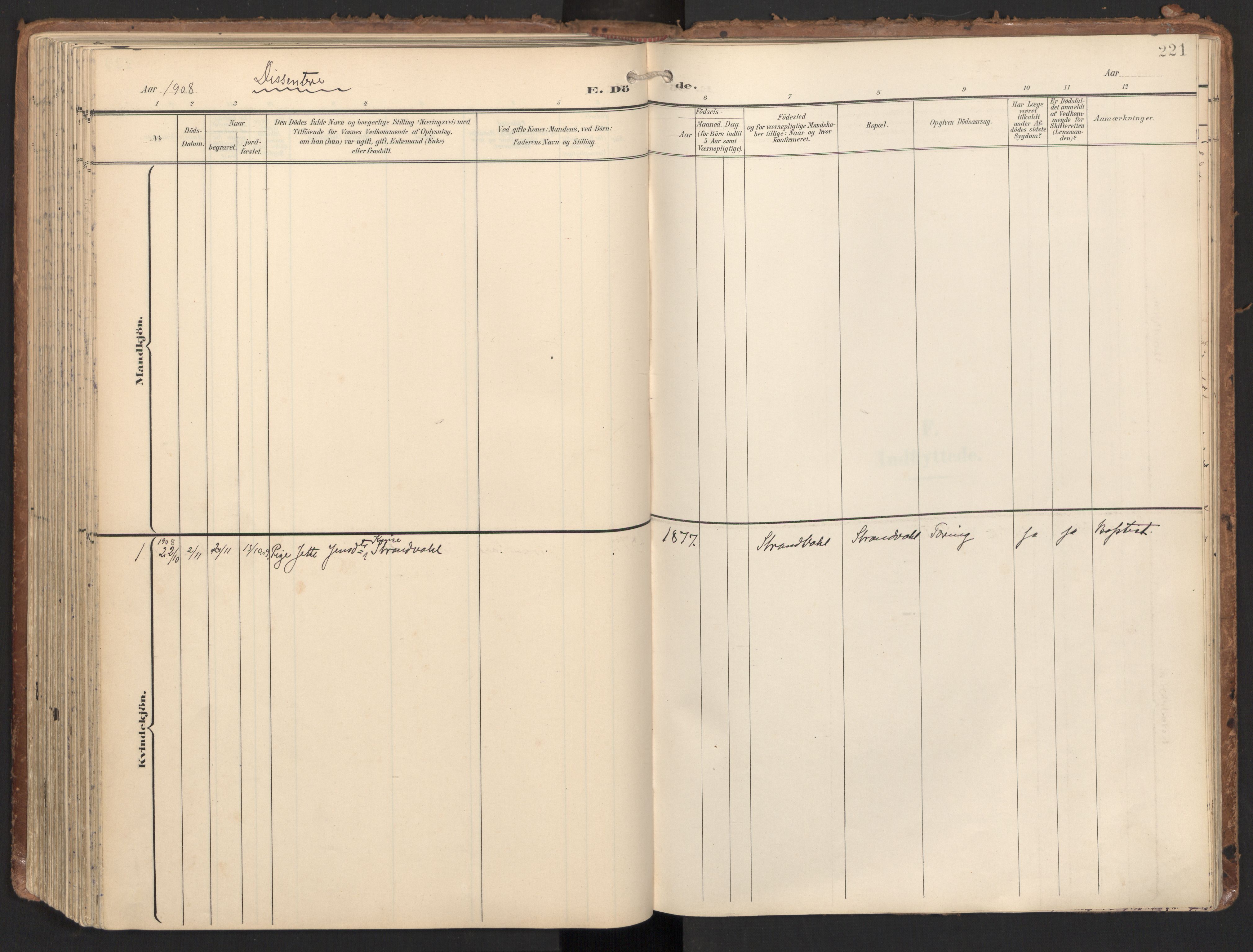 Ministerialprotokoller, klokkerbøker og fødselsregistre - Nord-Trøndelag, SAT/A-1458/784/L0677: Parish register (official) no. 784A12, 1900-1920, p. 221