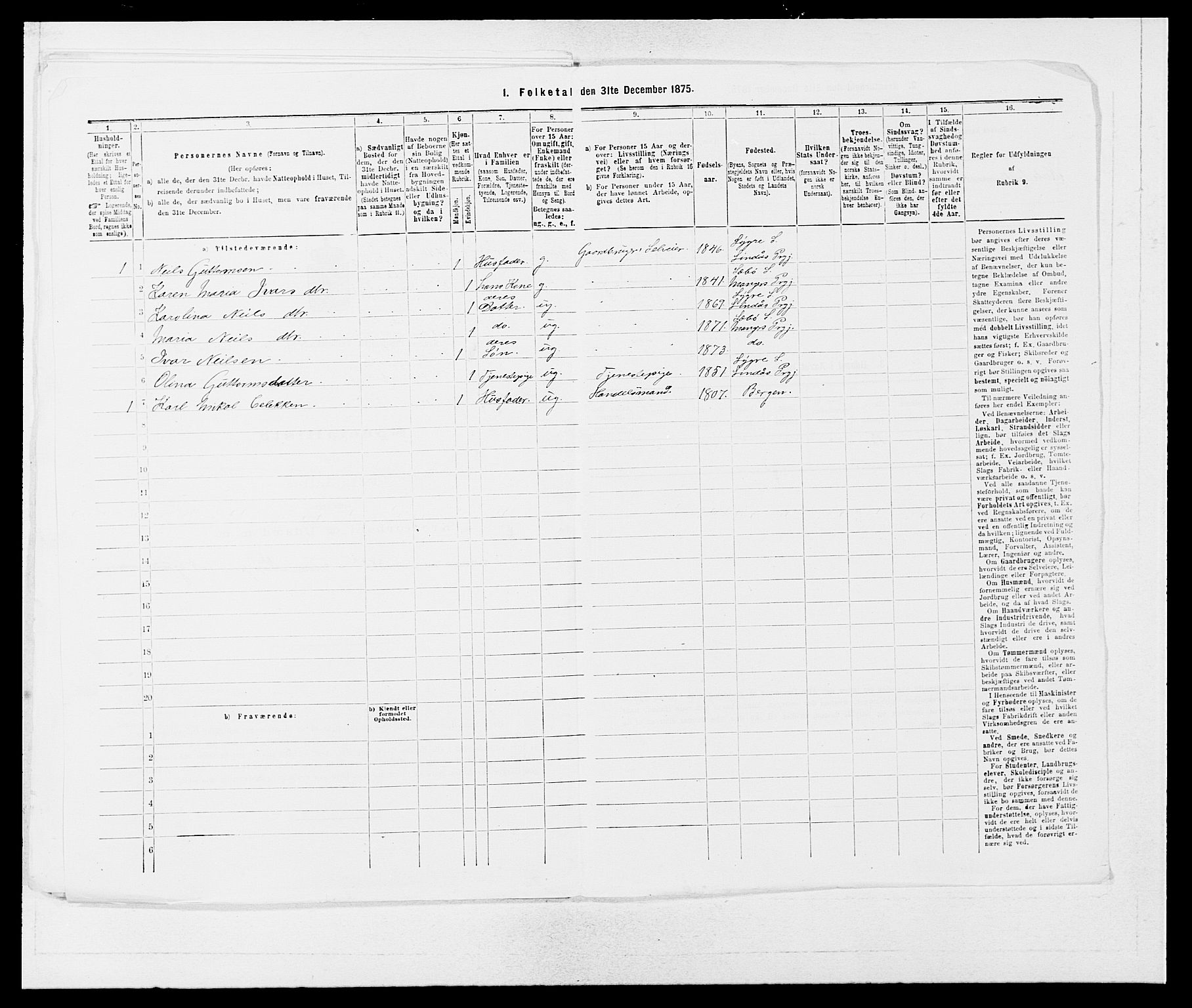 SAB, 1875 census for 1261P Manger, 1875, p. 1153