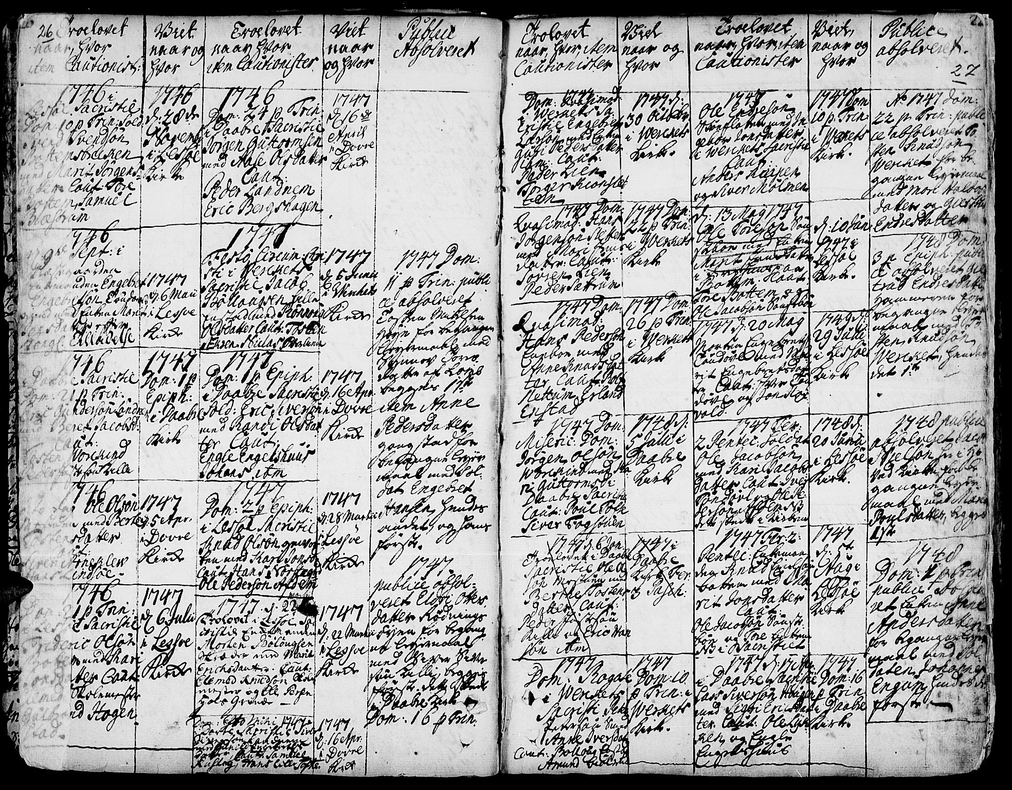 Lesja prestekontor, AV/SAH-PREST-068/H/Ha/Haa/L0002: Parish register (official) no. 2, 1732-1776, p. 26-27