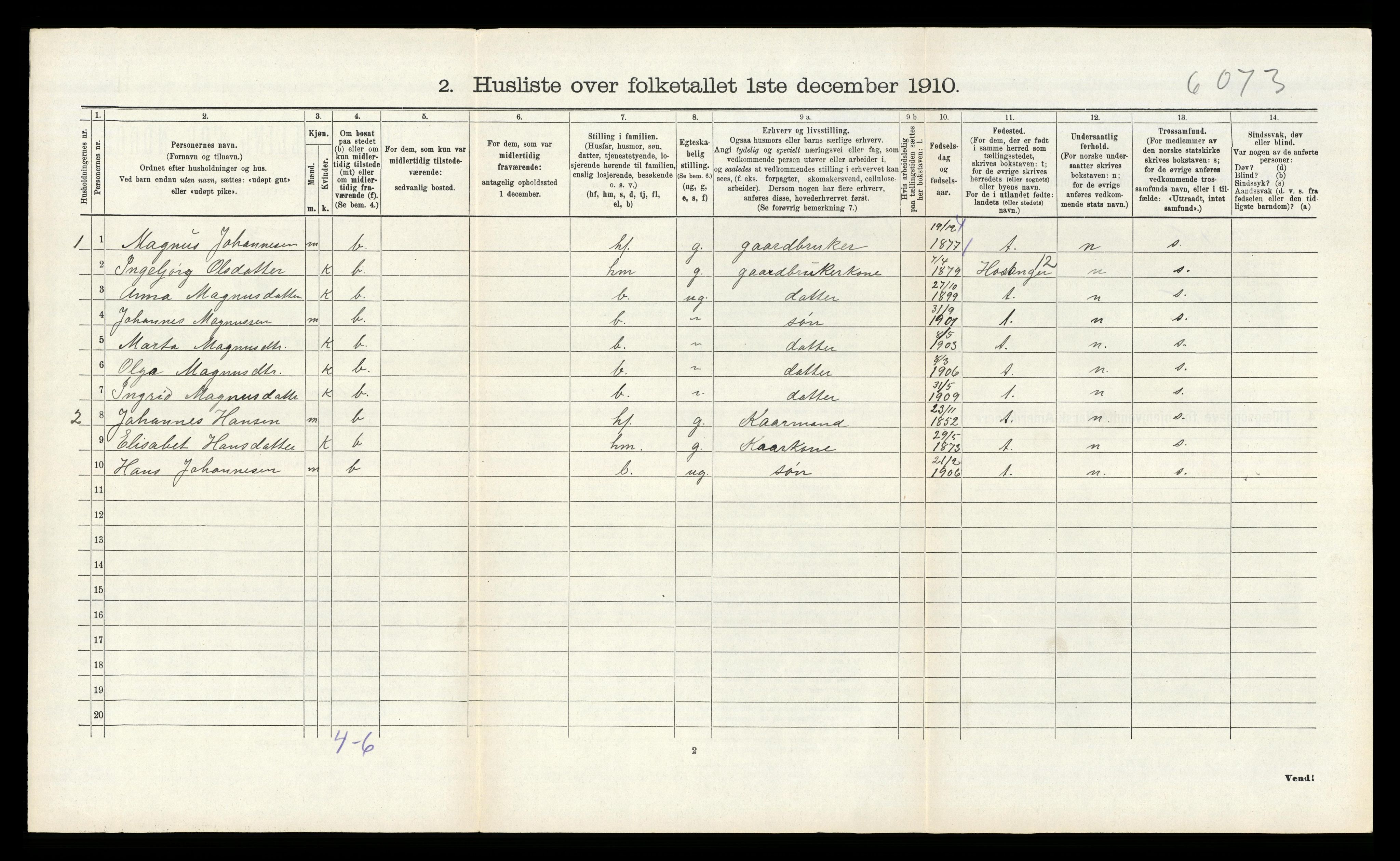 RA, 1910 census for Alversund, 1910, p. 967