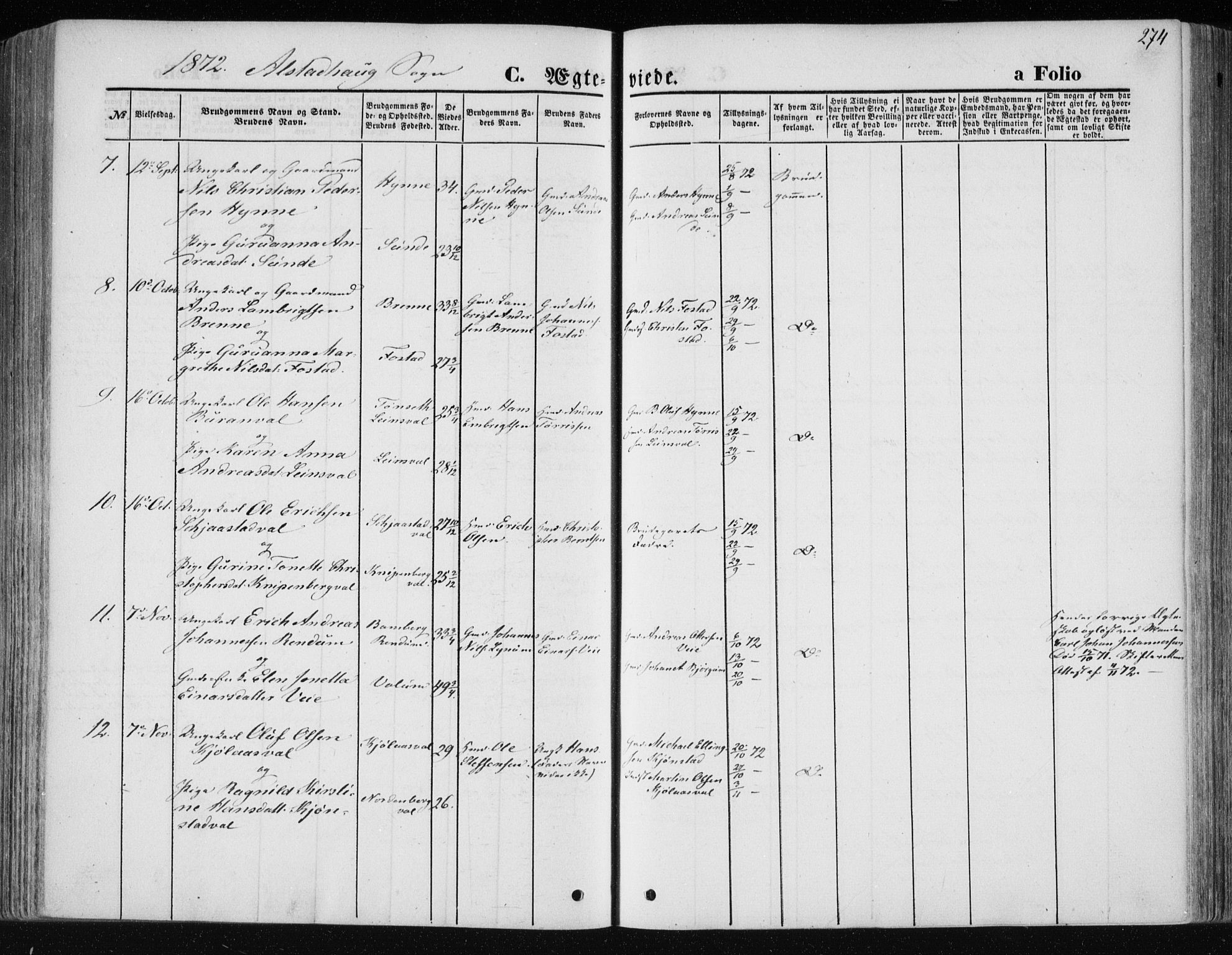 Ministerialprotokoller, klokkerbøker og fødselsregistre - Nord-Trøndelag, SAT/A-1458/717/L0157: Parish register (official) no. 717A08 /1, 1863-1877, p. 274