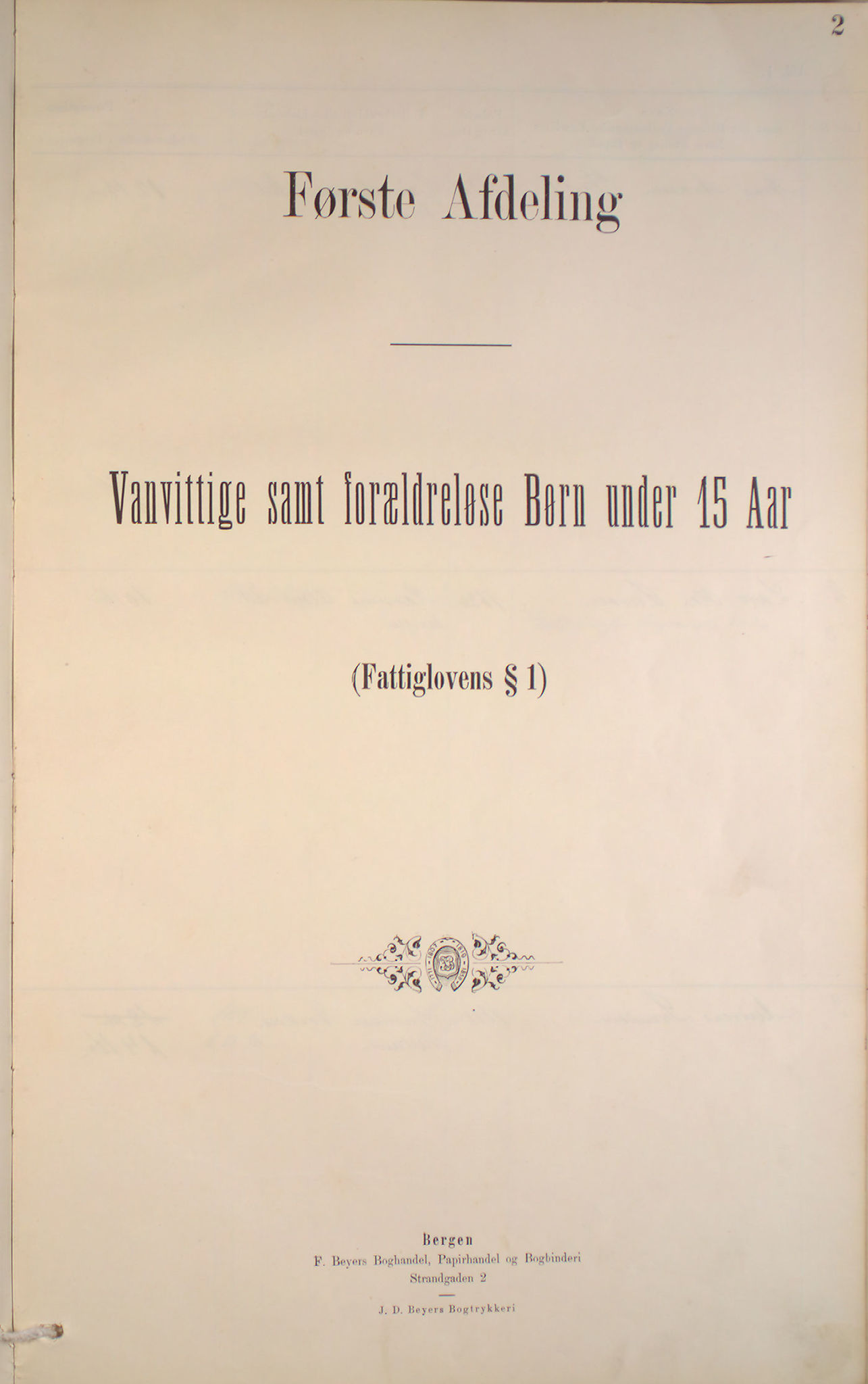 Bergen fattigvesen, BBA/-, 1886-1891, p. 2