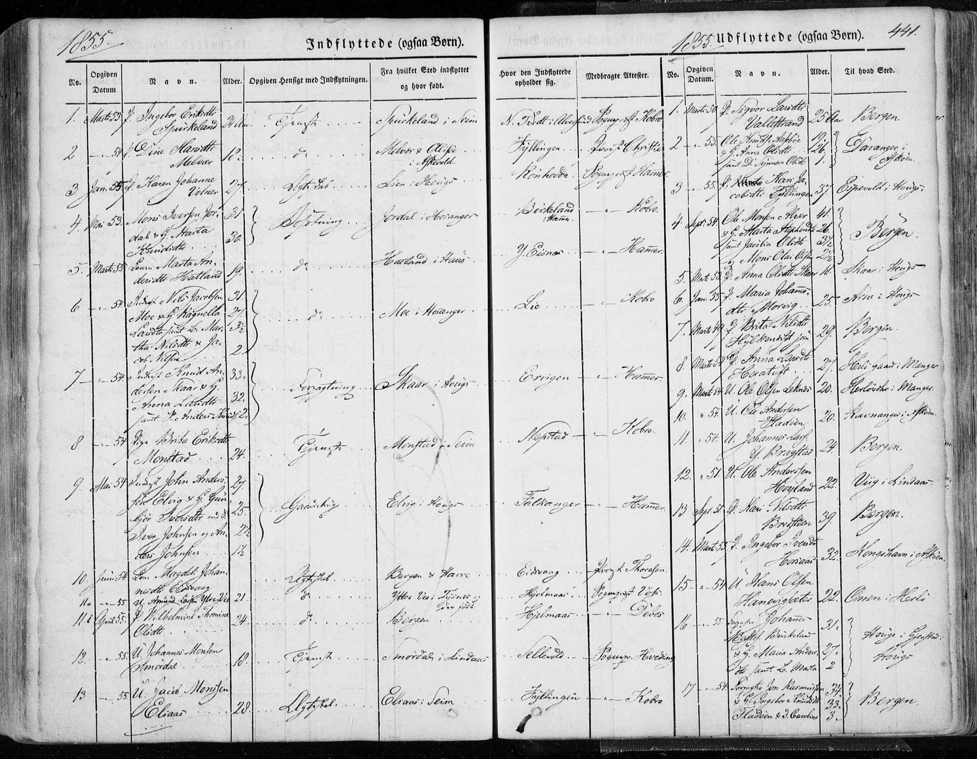 Hamre sokneprestembete, SAB/A-75501/H/Ha/Haa/Haaa/L0013: Parish register (official) no. A 13, 1846-1857, p. 441
