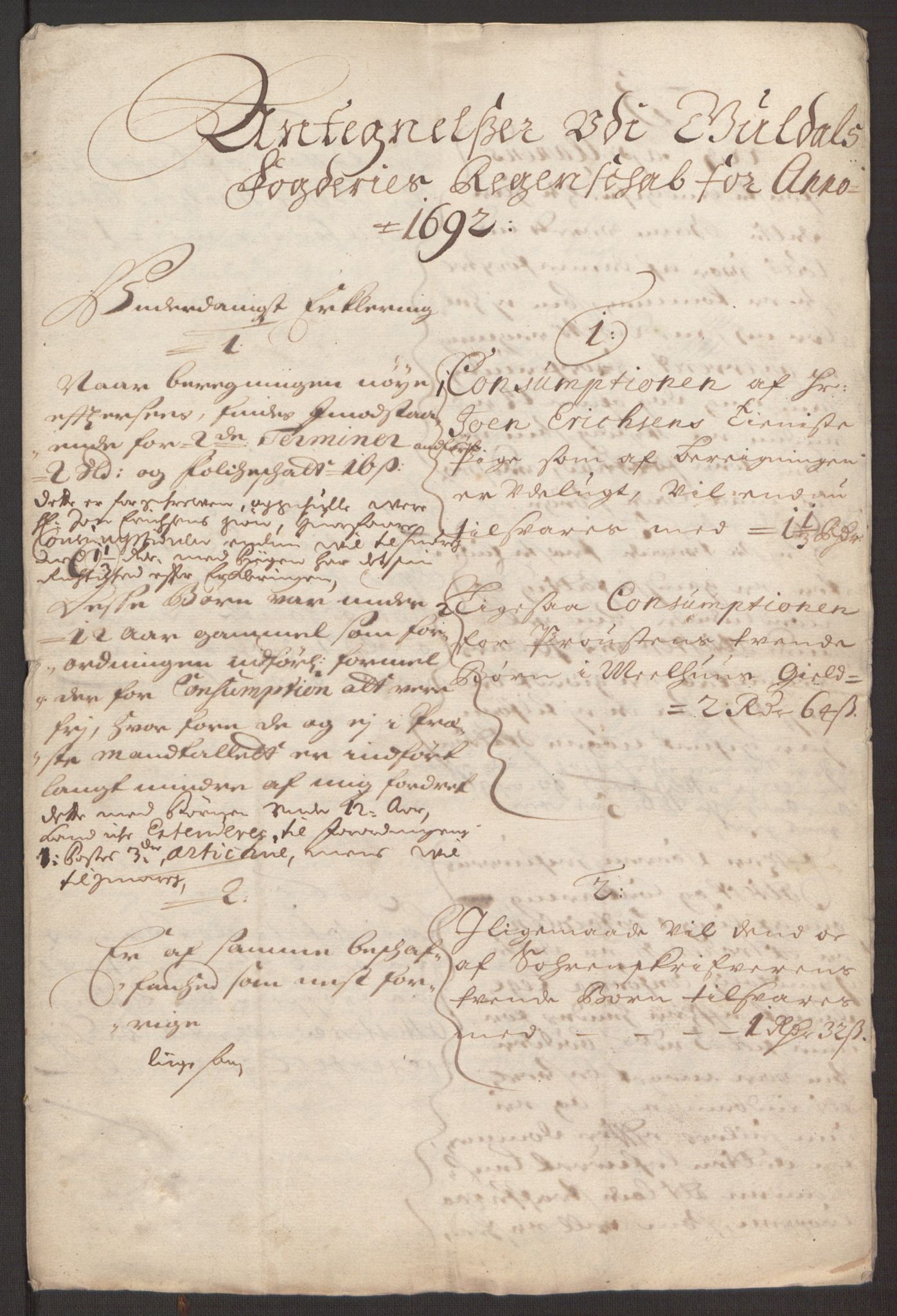 Rentekammeret inntil 1814, Reviderte regnskaper, Fogderegnskap, AV/RA-EA-4092/R59/L3942: Fogderegnskap Gauldal, 1692, p. 300