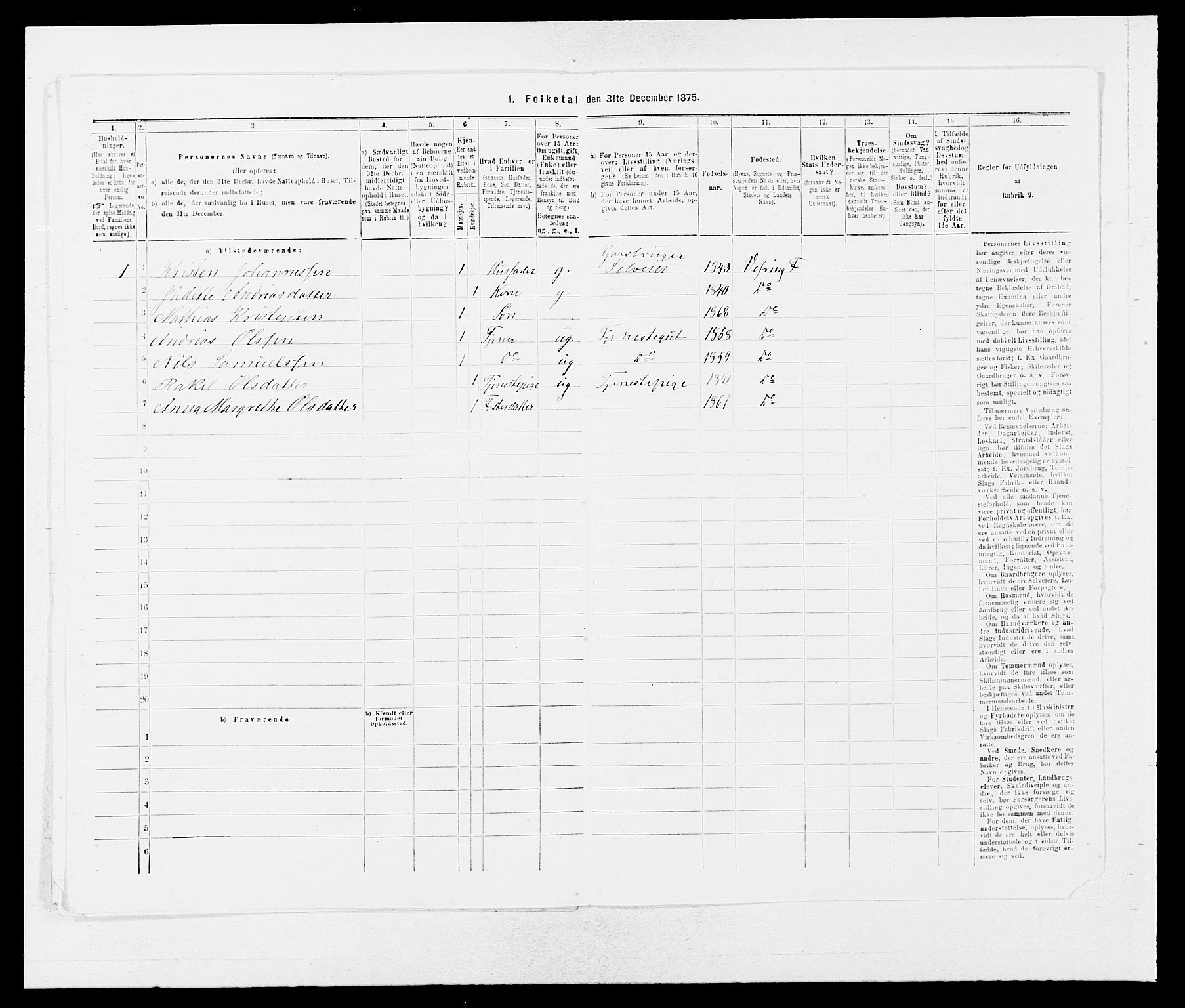 SAB, 1875 census for 1432P Førde, 1875, p. 1898