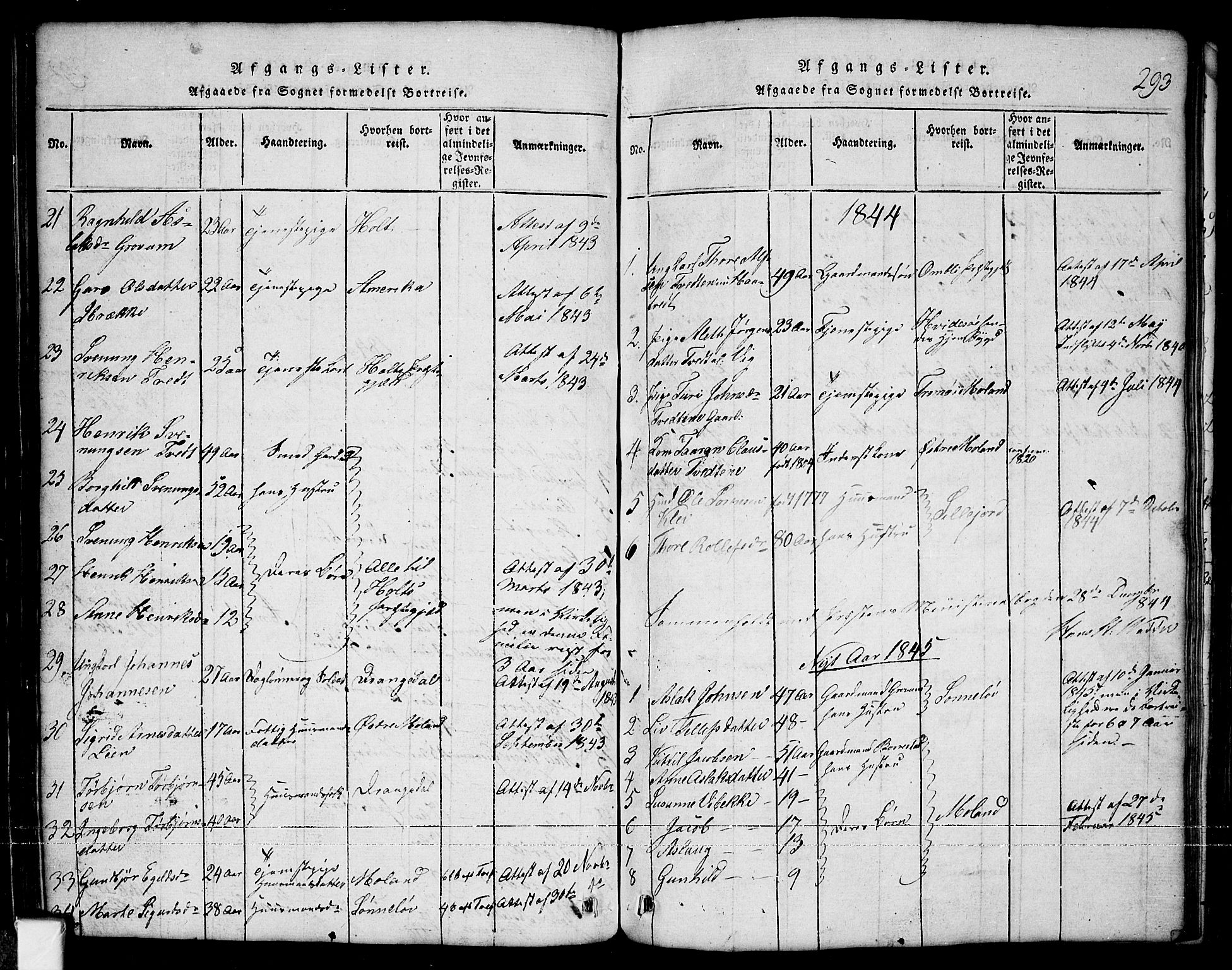 Nissedal kirkebøker, SAKO/A-288/G/Ga/L0001: Parish register (copy) no. I 1, 1814-1860, p. 293
