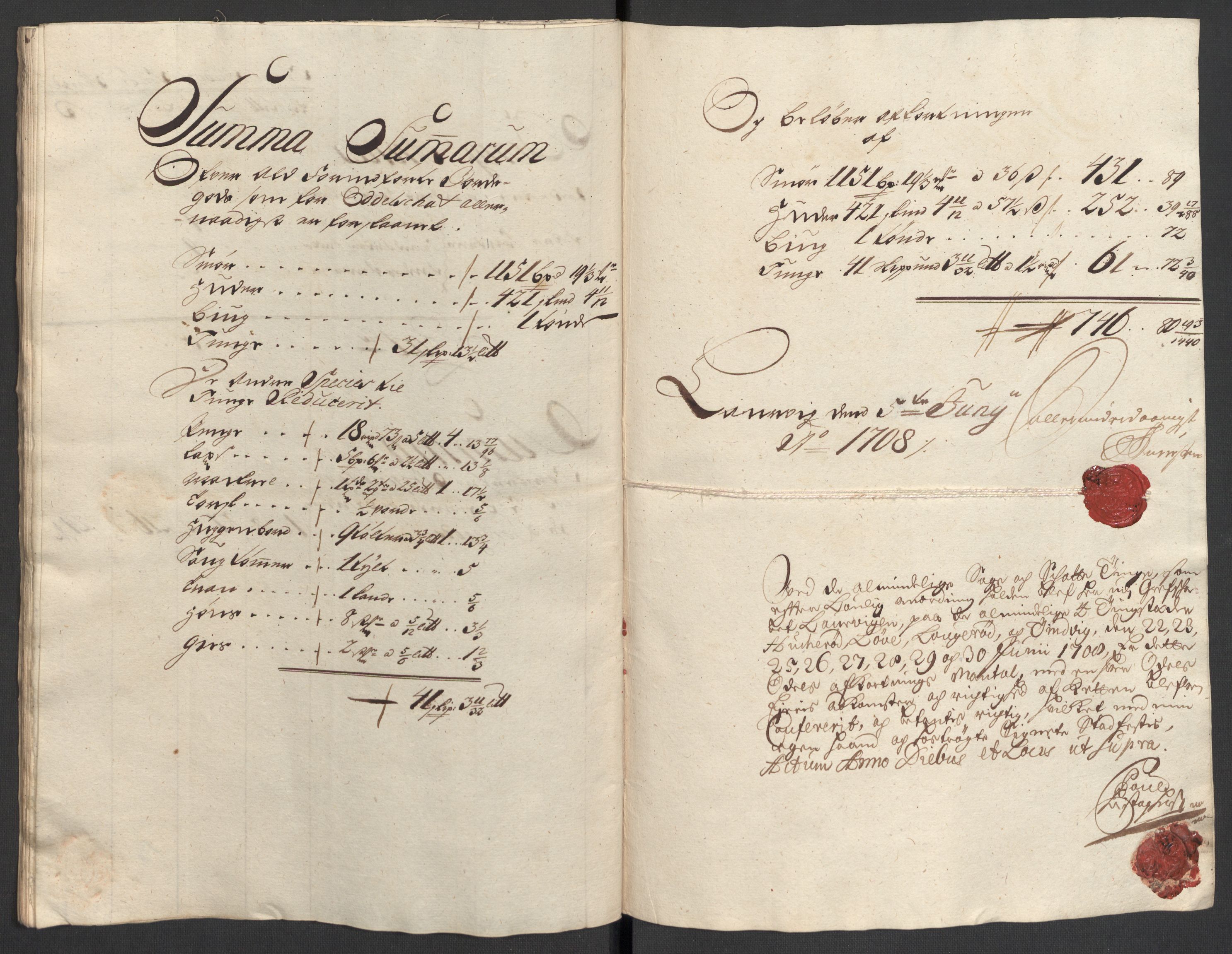 Rentekammeret inntil 1814, Reviderte regnskaper, Fogderegnskap, AV/RA-EA-4092/R33/L1980: Fogderegnskap Larvik grevskap, 1707-1708, p. 376