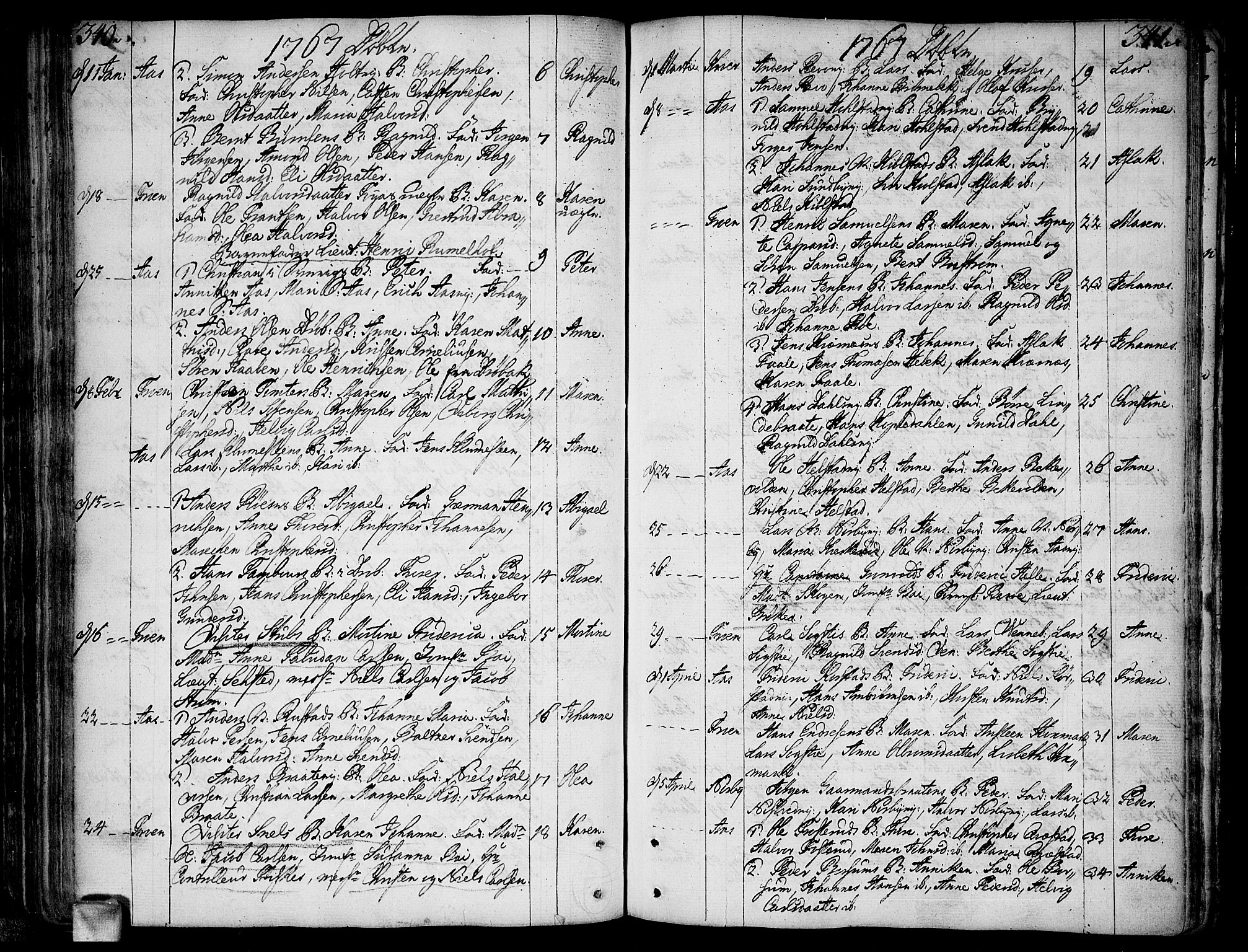 Ås prestekontor Kirkebøker, AV/SAO-A-10894/F/Fa/L0001: Parish register (official) no. I 1, 1742-1778, p. 340-341