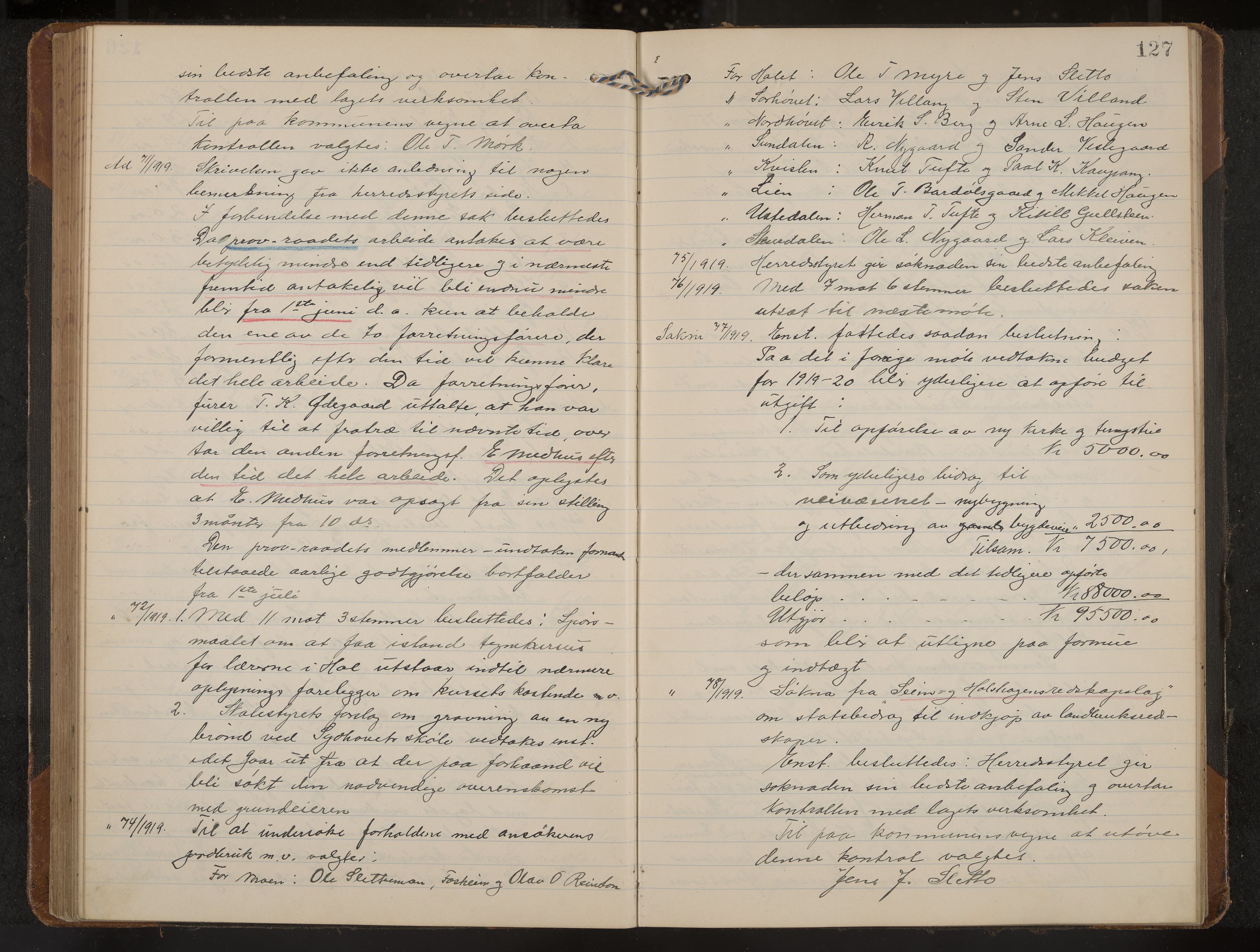 Hol formannskap og sentraladministrasjon, IKAK/0620021-1/A/L0006: Møtebok, 1916-1922, p. 127