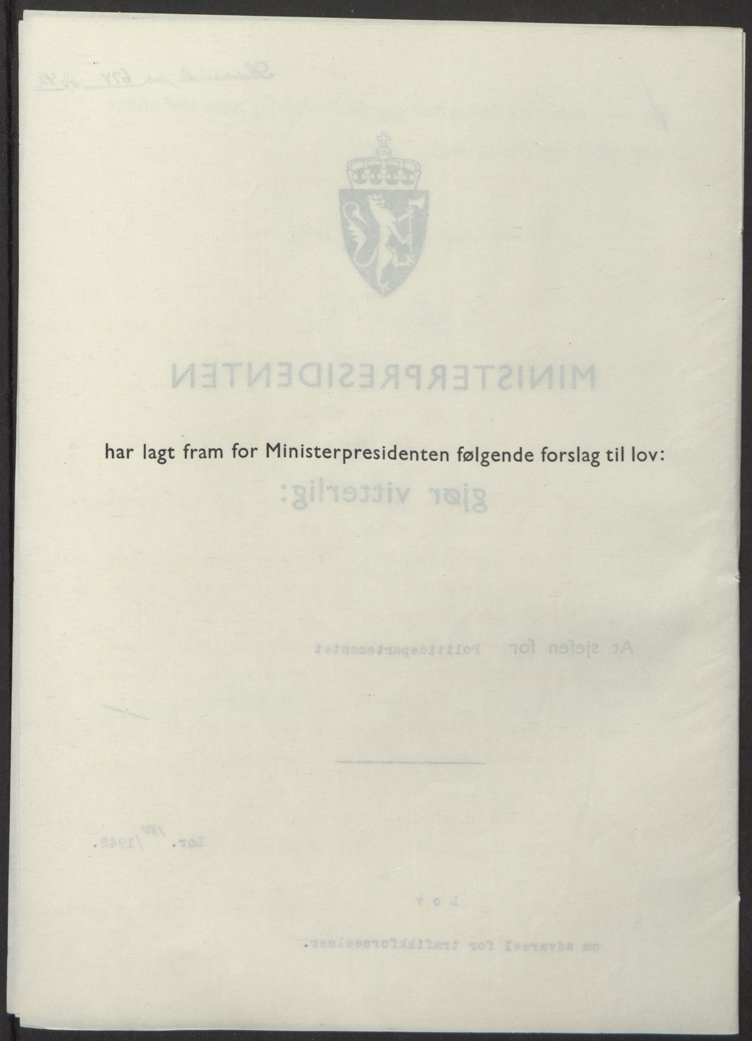NS-administrasjonen 1940-1945 (Statsrådsekretariatet, de kommisariske statsråder mm), AV/RA-S-4279/D/Db/L0098: Lover II, 1942, p. 320