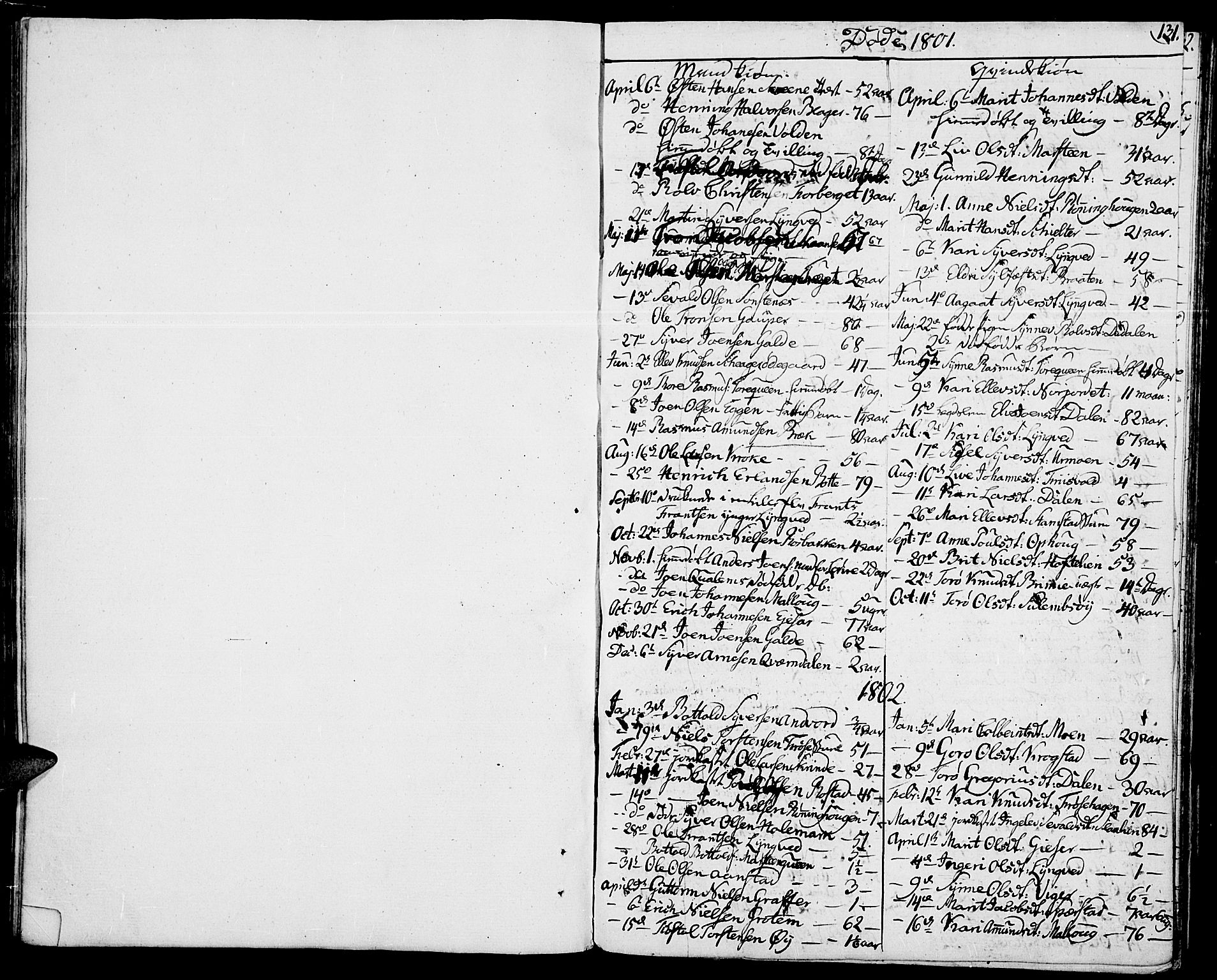 Lom prestekontor, SAH/PREST-070/K/L0003: Parish register (official) no. 3, 1801-1825, p. 131