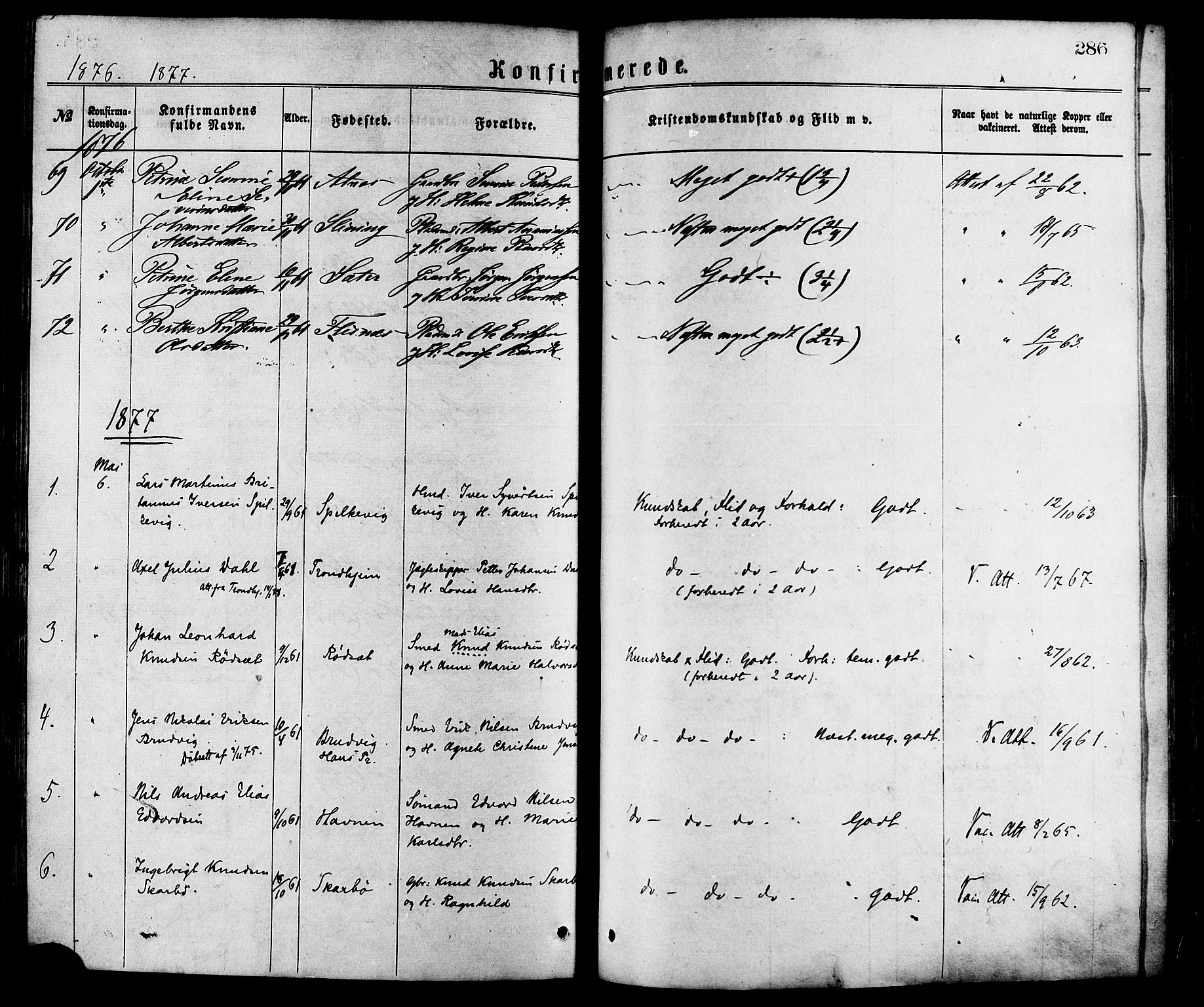 Ministerialprotokoller, klokkerbøker og fødselsregistre - Møre og Romsdal, SAT/A-1454/528/L0400: Parish register (official) no. 528A11, 1871-1879, p. 286