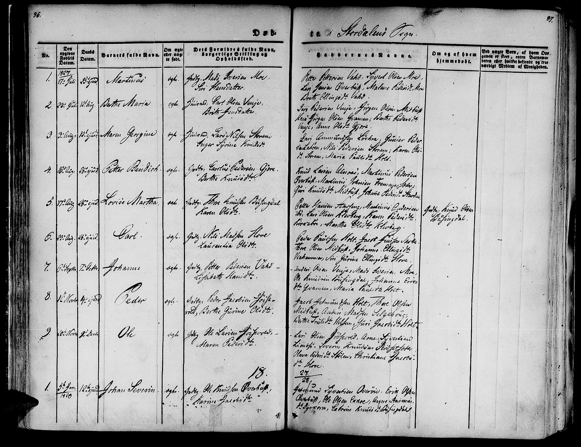 Ministerialprotokoller, klokkerbøker og fødselsregistre - Møre og Romsdal, SAT/A-1454/520/L0274: Parish register (official) no. 520A04, 1827-1864, p. 86-87
