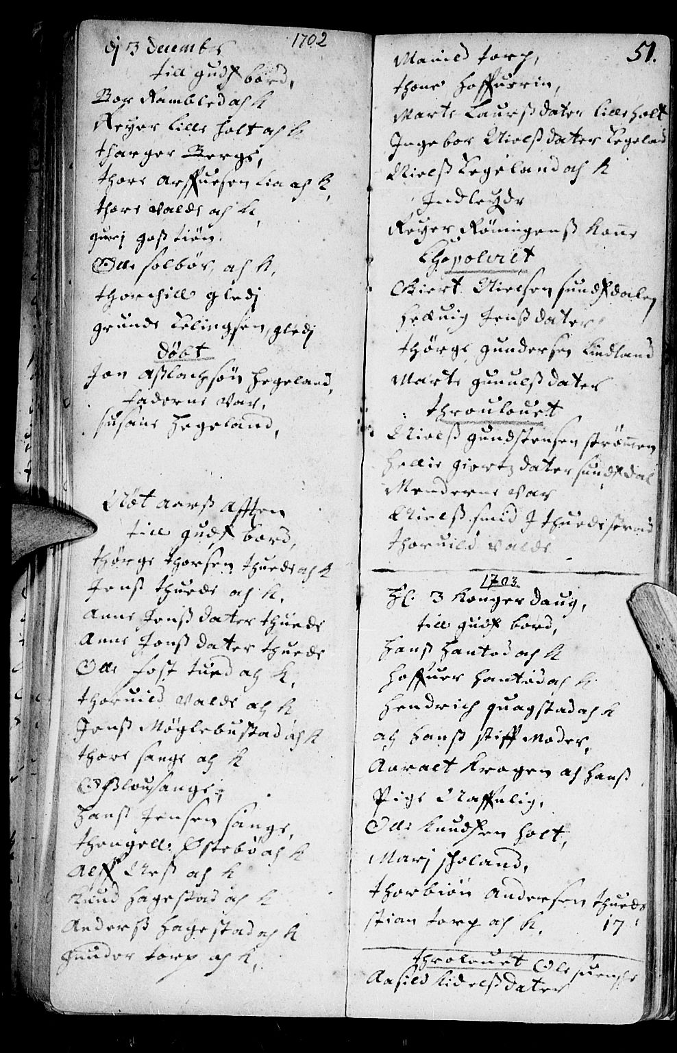 Holt sokneprestkontor, AV/SAK-1111-0021/F/Fb/L0001: Parish register (copy) no. B 1, 1699-1705, p. 51