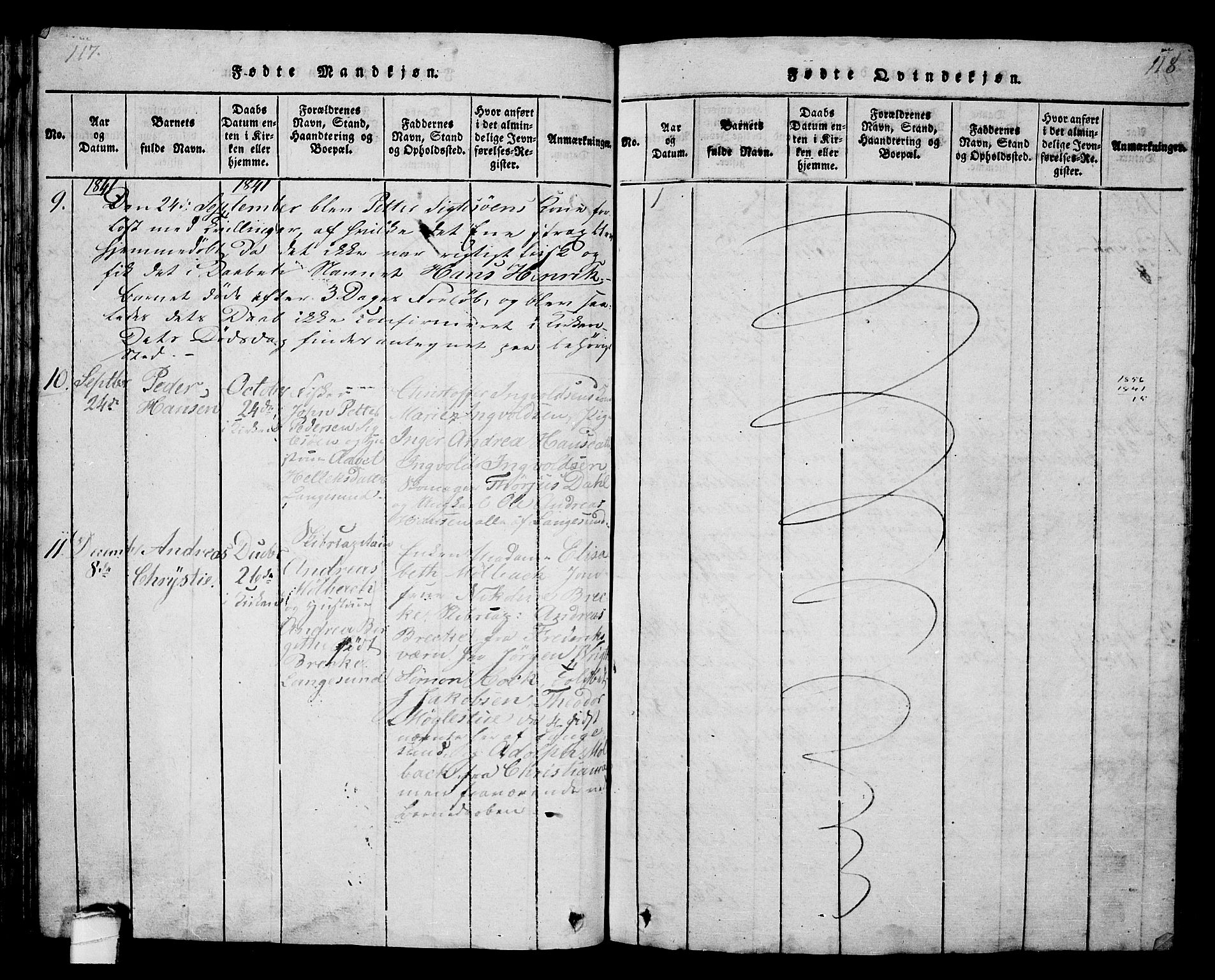 Langesund kirkebøker, SAKO/A-280/G/Ga/L0003: Parish register (copy) no. 3, 1815-1858, p. 117-118