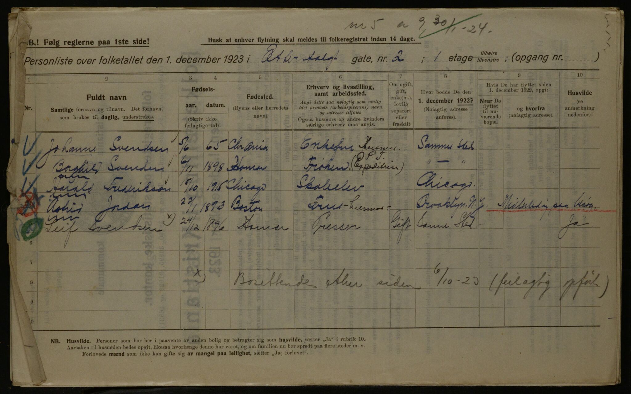 OBA, Municipal Census 1923 for Kristiania, 1923, p. 25252