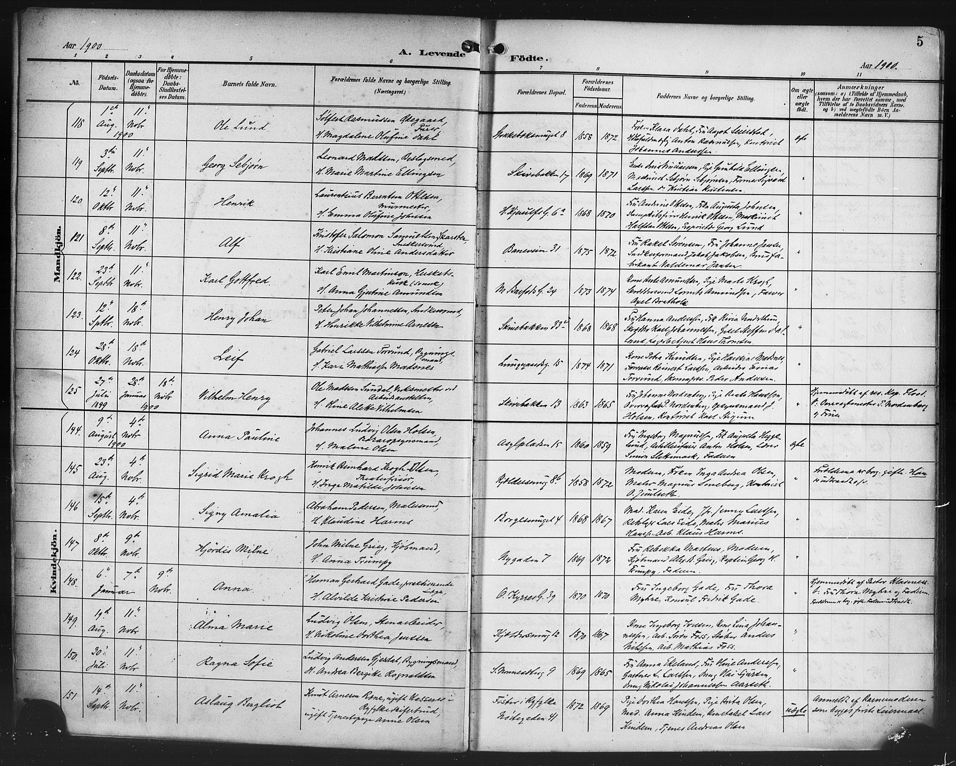 Domkirken sokneprestembete, SAB/A-74801/H/Hab/L0017: Parish register (copy) no. B 10, 1900-1915, p. 5