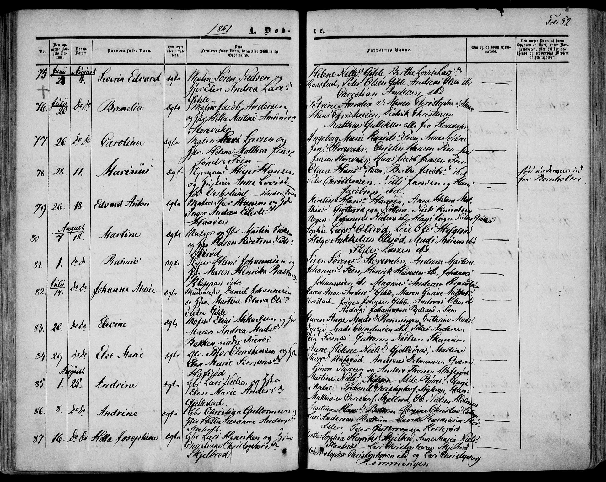 Stokke kirkebøker, AV/SAKO-A-320/F/Fa/L0008: Parish register (official) no. I 8, 1858-1871, p. 52