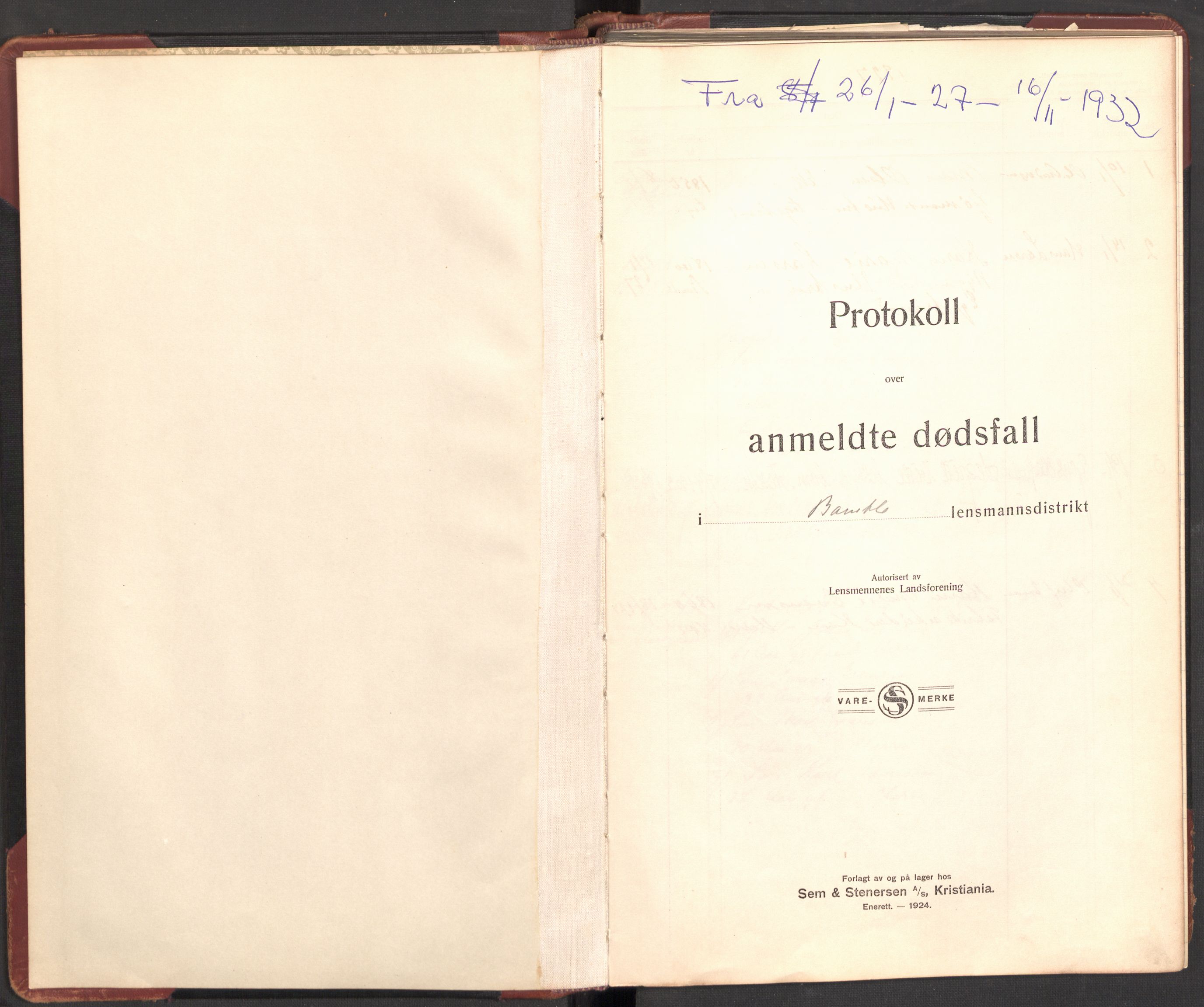 Bamble lensmannskontor, AV/SAKO-A-552/H/Ha/Haa/L0005: Dødsfallsprotokoll, 1927-1932