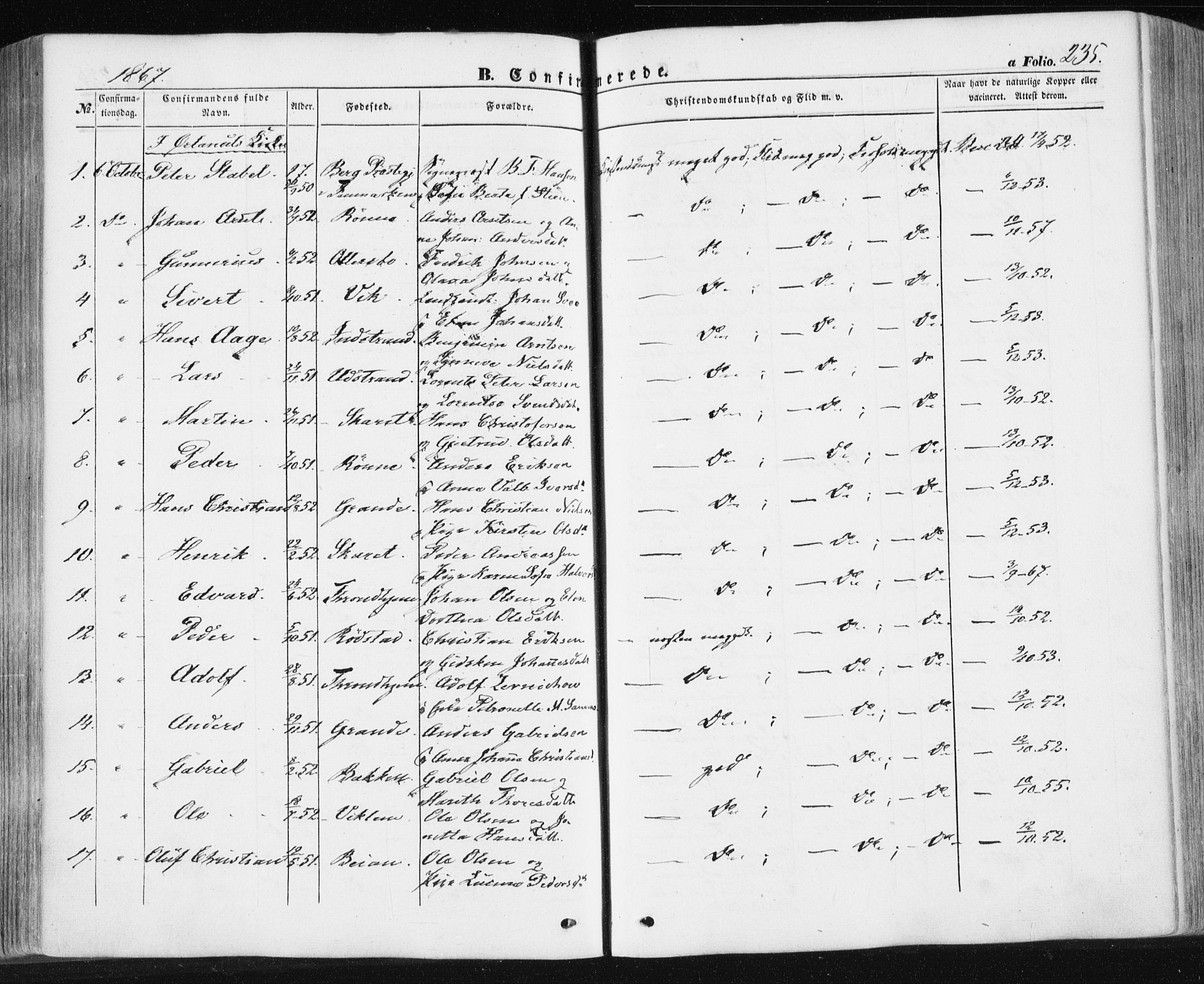Ministerialprotokoller, klokkerbøker og fødselsregistre - Sør-Trøndelag, SAT/A-1456/659/L0737: Parish register (official) no. 659A07, 1857-1875, p. 235