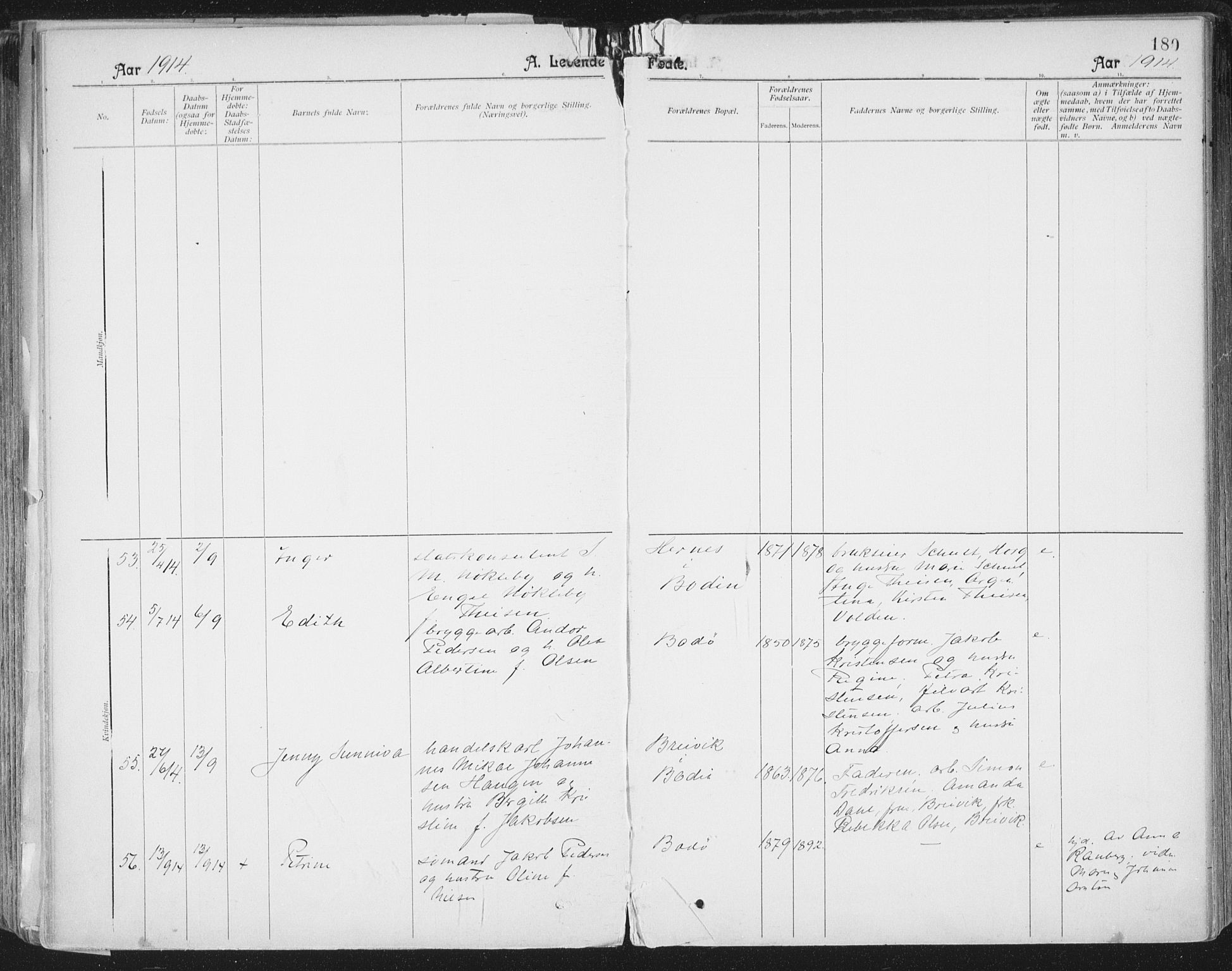 Ministerialprotokoller, klokkerbøker og fødselsregistre - Nordland, AV/SAT-A-1459/801/L0011: Parish register (official) no. 801A11, 1900-1916, p. 180