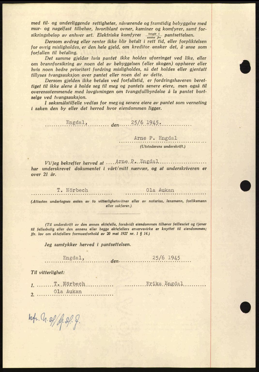 Nordmøre sorenskriveri, AV/SAT-A-4132/1/2/2Ca: Mortgage book no. B92, 1944-1945, Diary no: : 885/1945