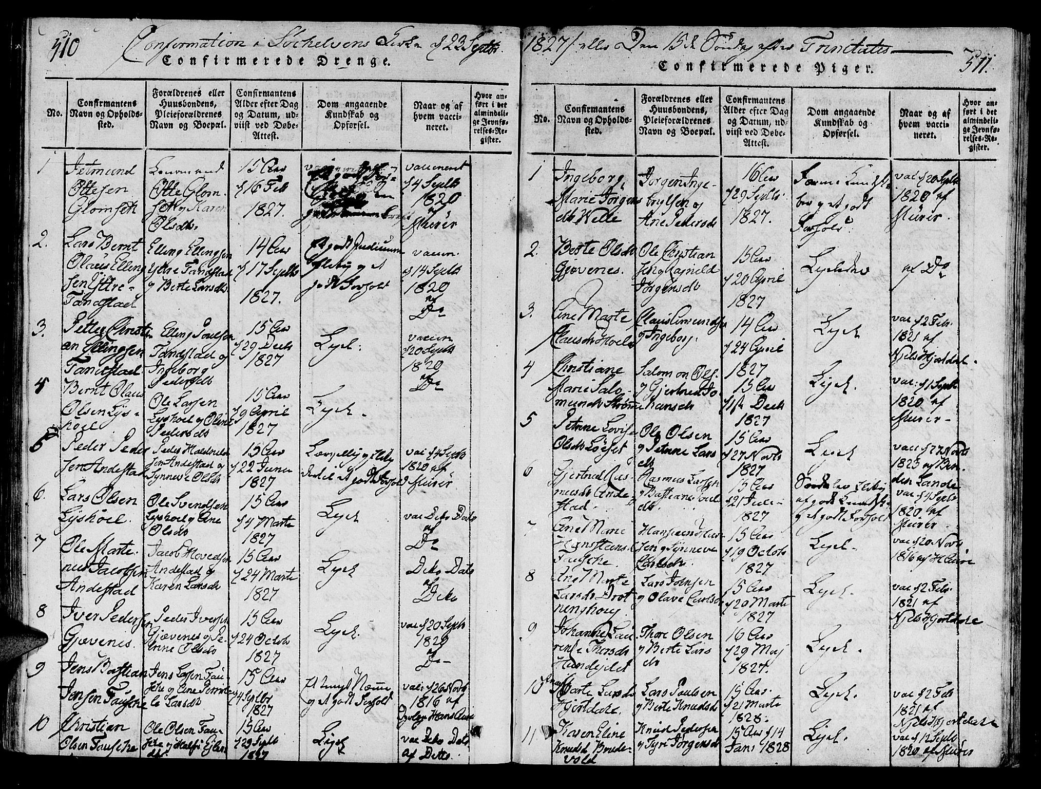 Ministerialprotokoller, klokkerbøker og fødselsregistre - Møre og Romsdal, SAT/A-1454/522/L0310: Parish register (official) no. 522A05, 1816-1832, p. 510-511