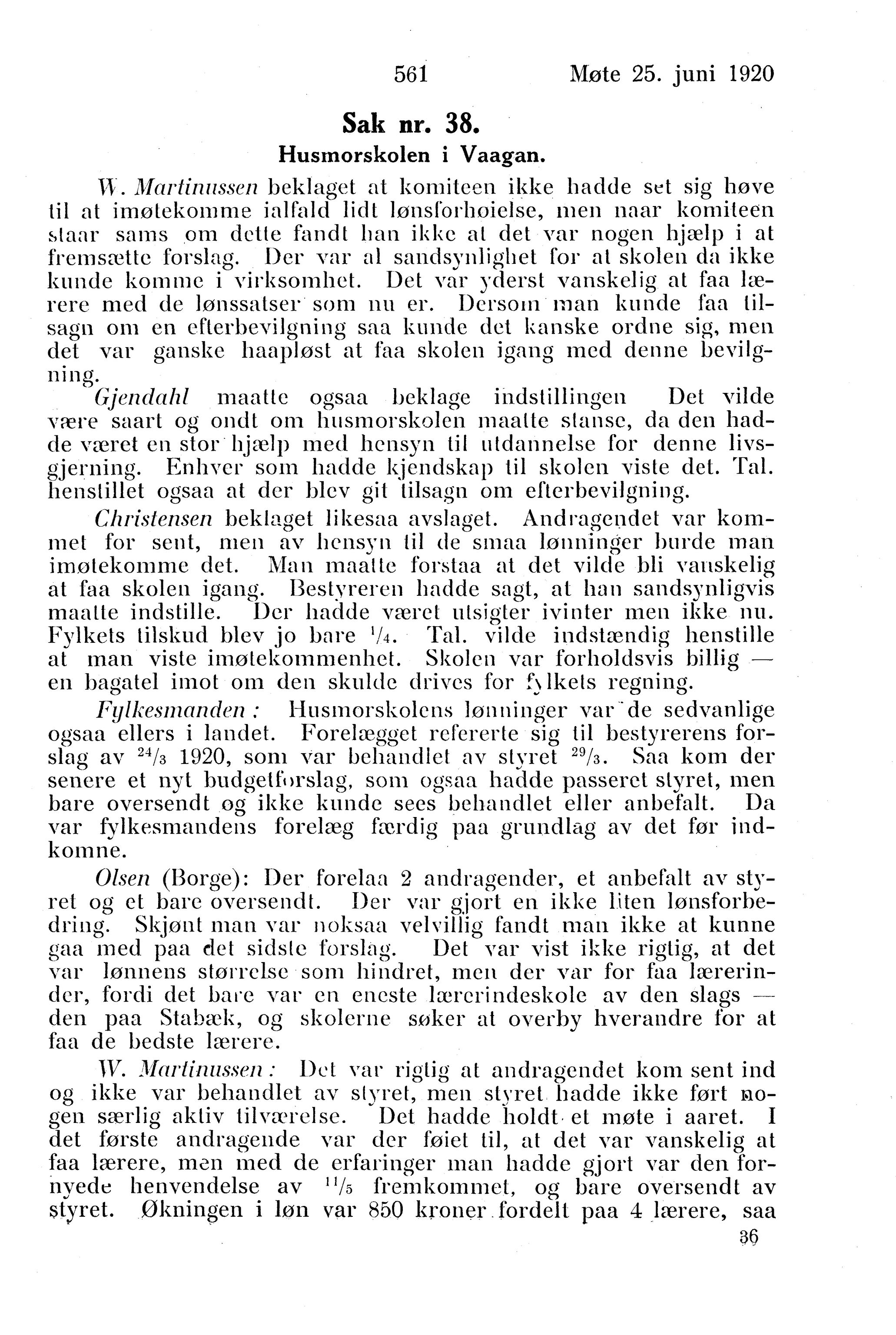 Nordland Fylkeskommune. Fylkestinget, AIN/NFK-17/176/A/Ac/L0043: Fylkestingsforhandlinger 1920, 1920