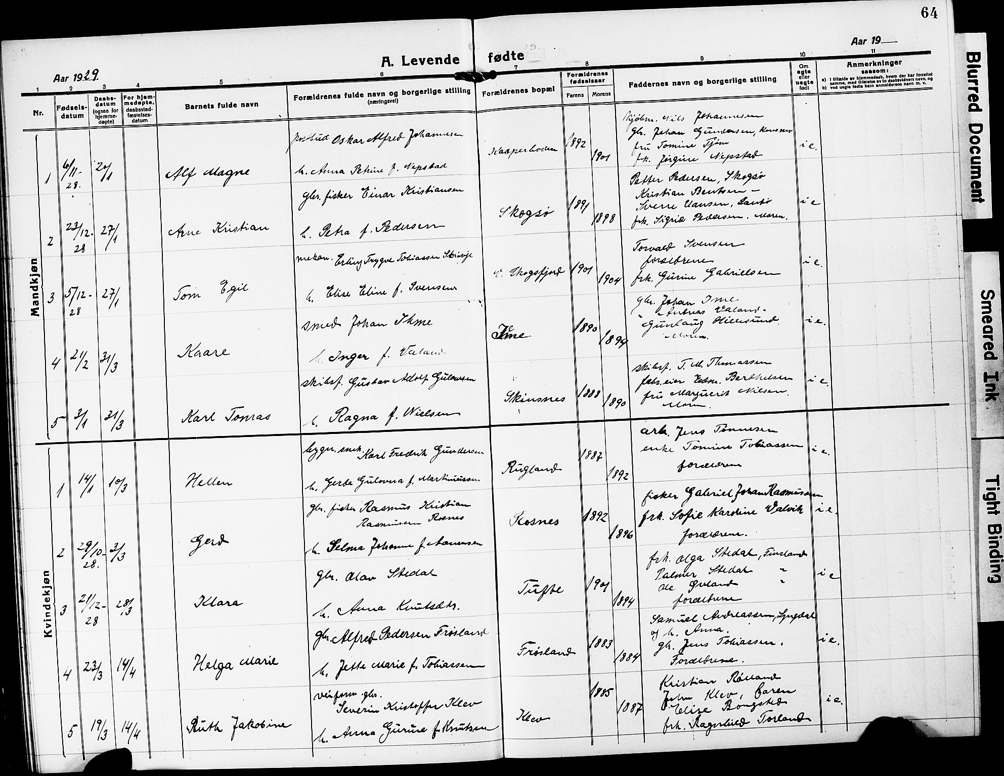 Mandal sokneprestkontor, SAK/1111-0030/F/Fb/Fba/L0013: Parish register (copy) no. B 7, 1918-1931, p. 64