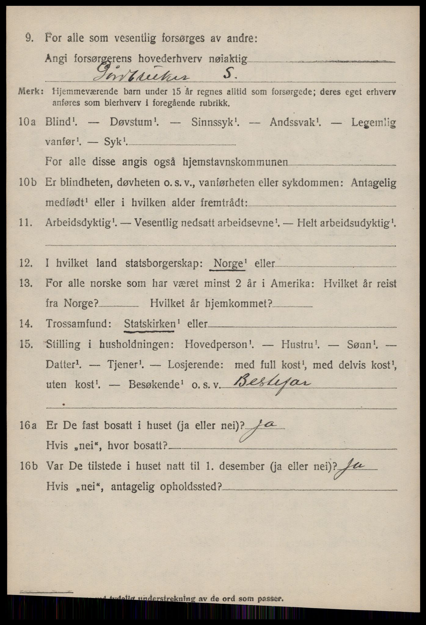 SAT, 1920 census for Nesset, 1920, p. 2815