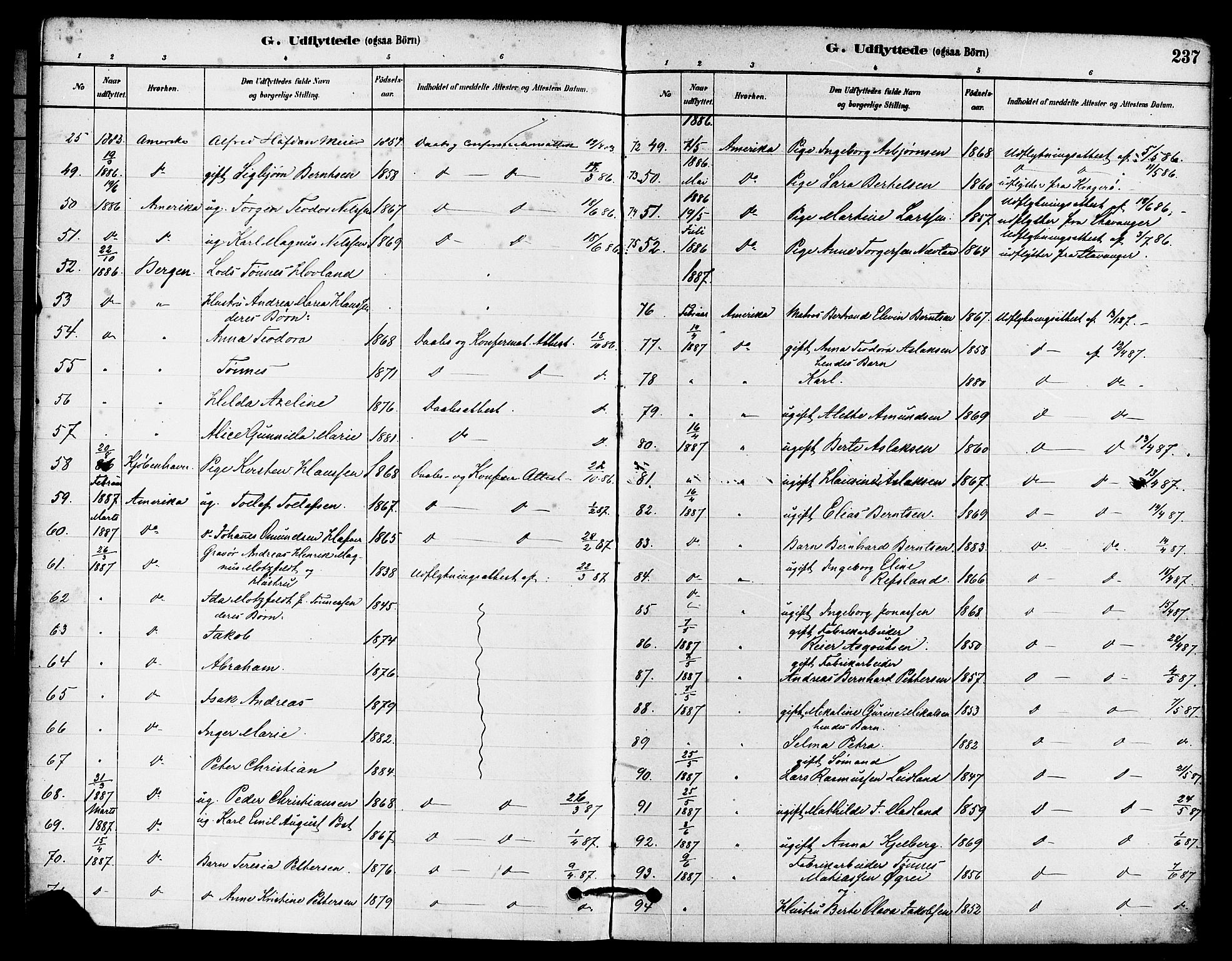 Eigersund sokneprestkontor, SAST/A-101807/S08/L0015: Parish register (official) no. A 15, 1879-1892, p. 237