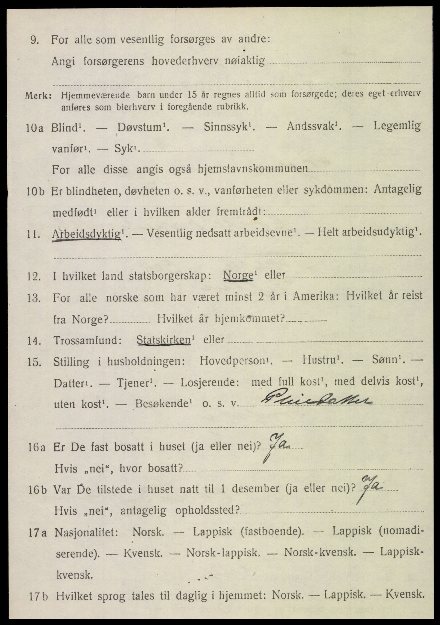 SAT, 1920 census for Vefsn, 1920, p. 4690