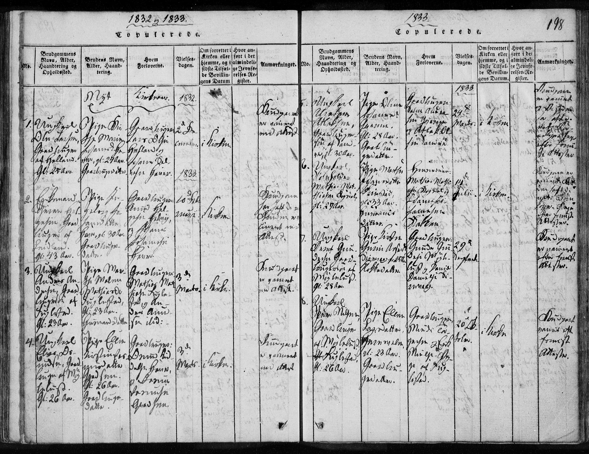 Eigersund sokneprestkontor, SAST/A-101807/S08/L0008: Parish register (official) no. A 8, 1816-1847, p. 198