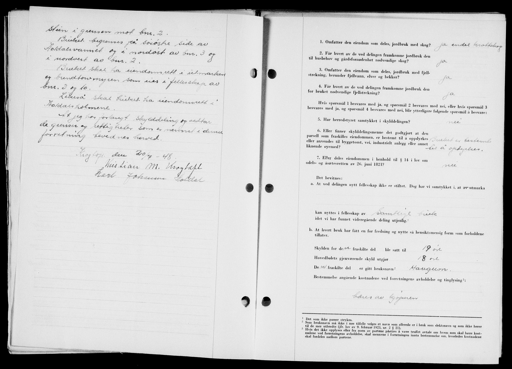 Lofoten sorenskriveri, SAT/A-0017/1/2/2C/L0019a: Mortgage book no. 19a, 1948-1948, Diary no: : 1719/1948