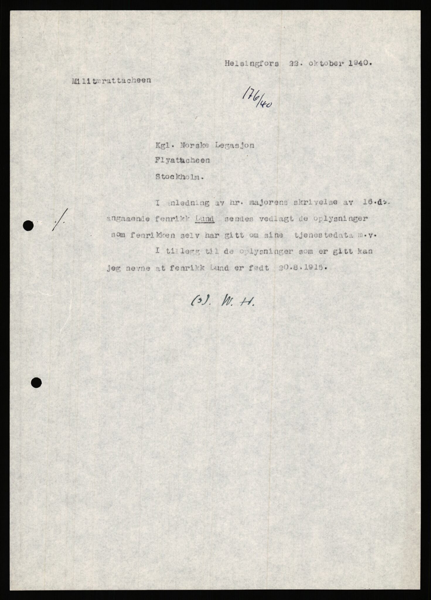 Forsvaret, Forsvarets krigshistoriske avdeling, AV/RA-RAFA-2017/Y/Ya/L0006: II-C-11-11,2 - Utenriksdepartementet.  Legasjonen i Helsingfors., 1940-1946, p. 264