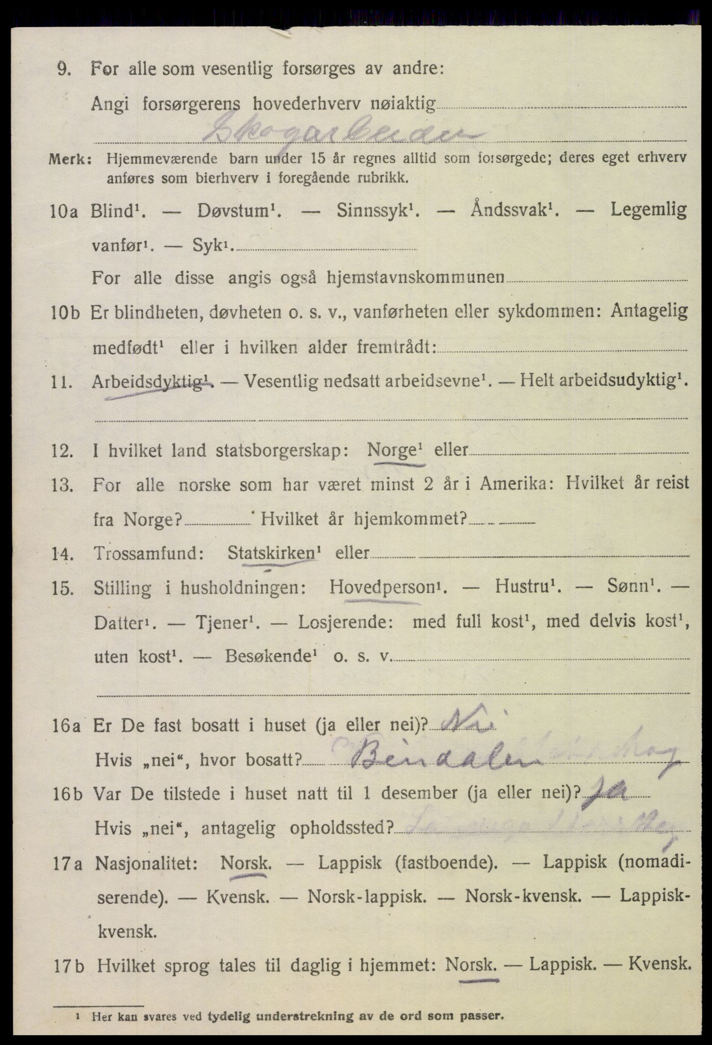 SAT, 1920 census for Overhalla, 1920, p. 4289