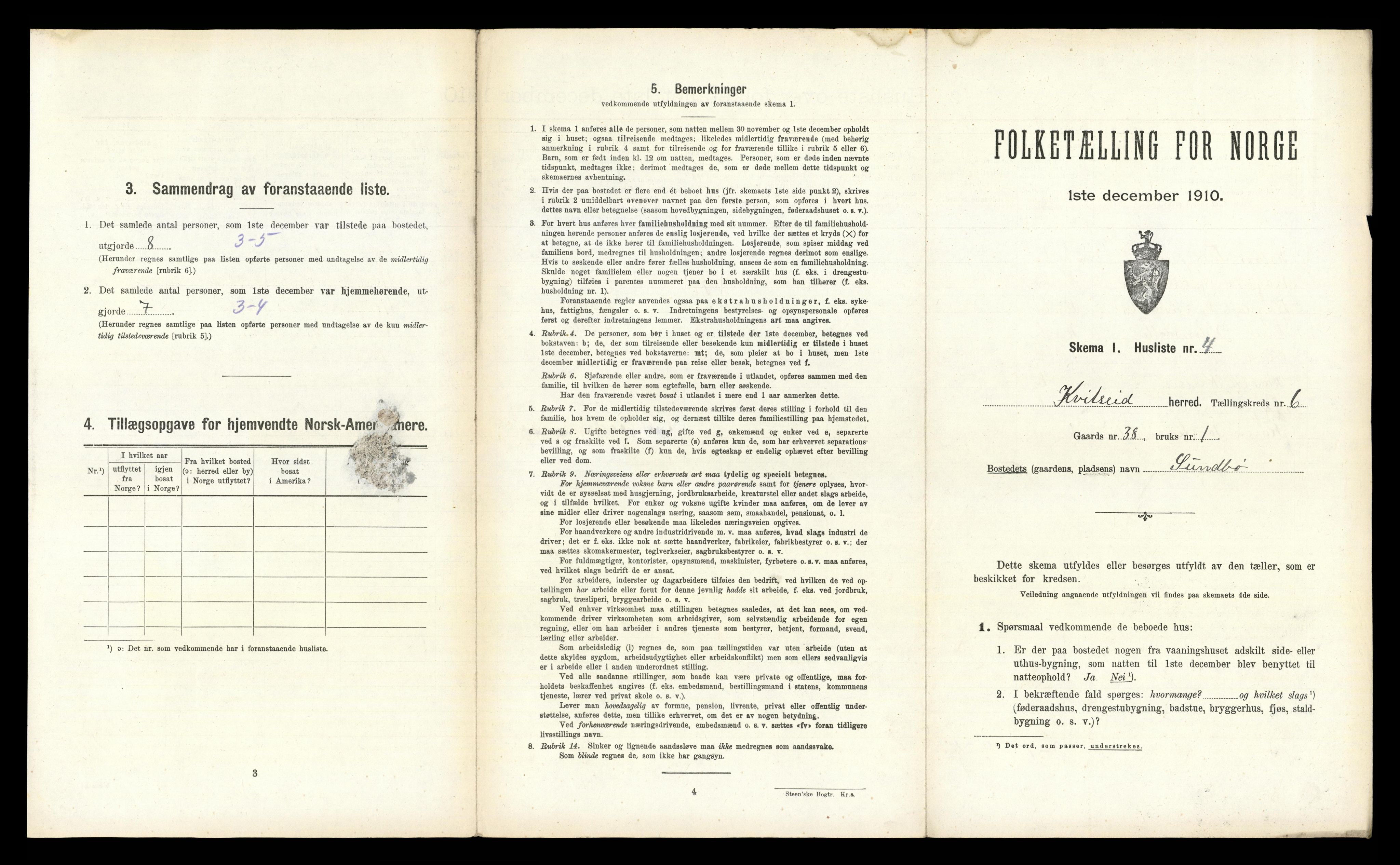 RA, 1910 census for Kviteseid, 1910, p. 542