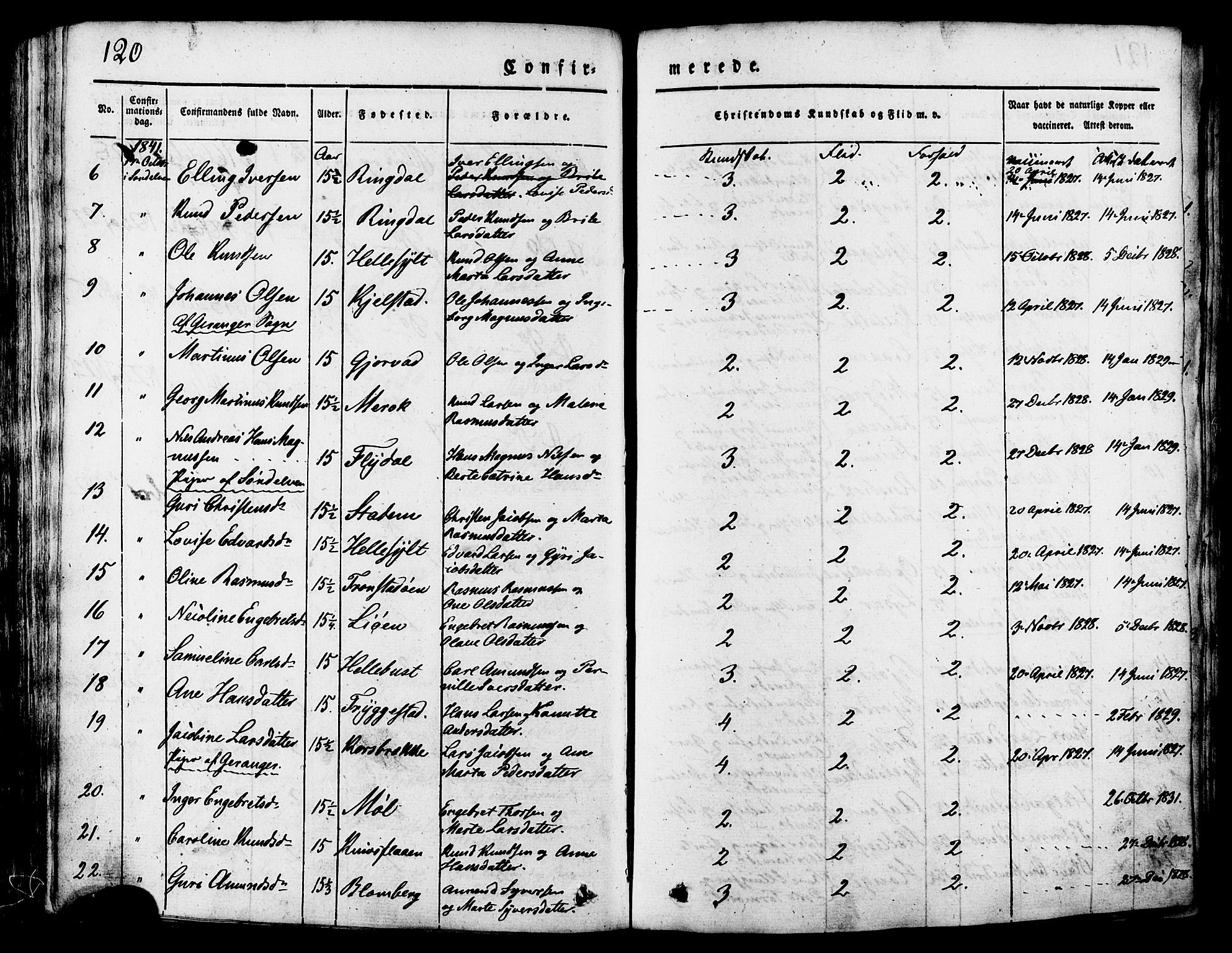 Ministerialprotokoller, klokkerbøker og fødselsregistre - Møre og Romsdal, AV/SAT-A-1454/517/L0221: Parish register (official) no. 517A01, 1827-1858, p. 120