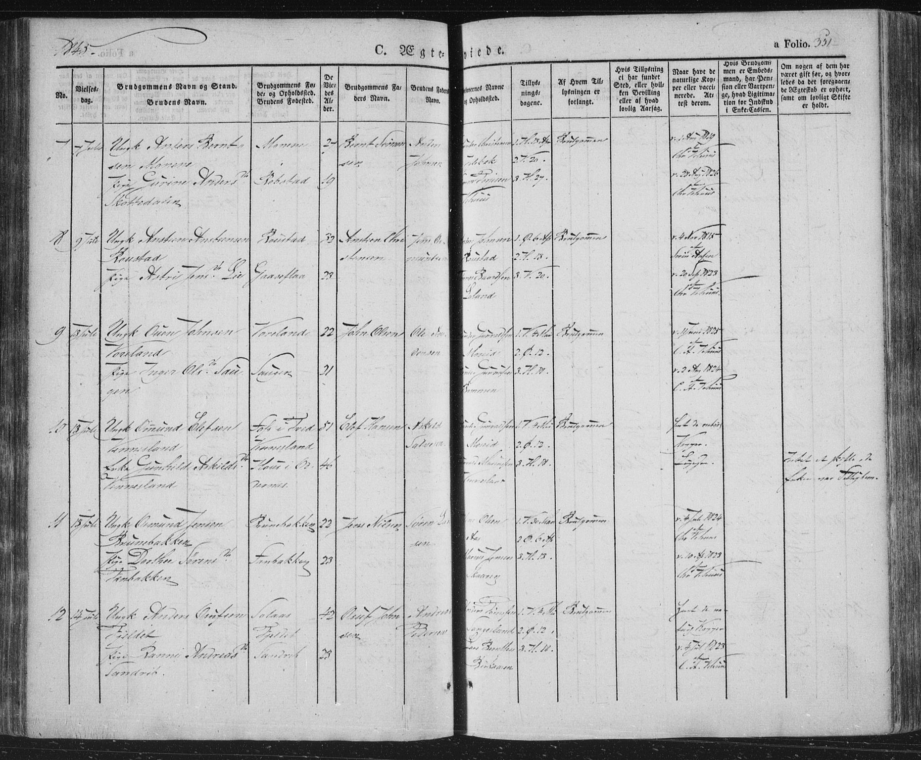 Vennesla sokneprestkontor, SAK/1111-0045/Fa/Fac/L0004: Parish register (official) no. A 4, 1834-1855, p. 351