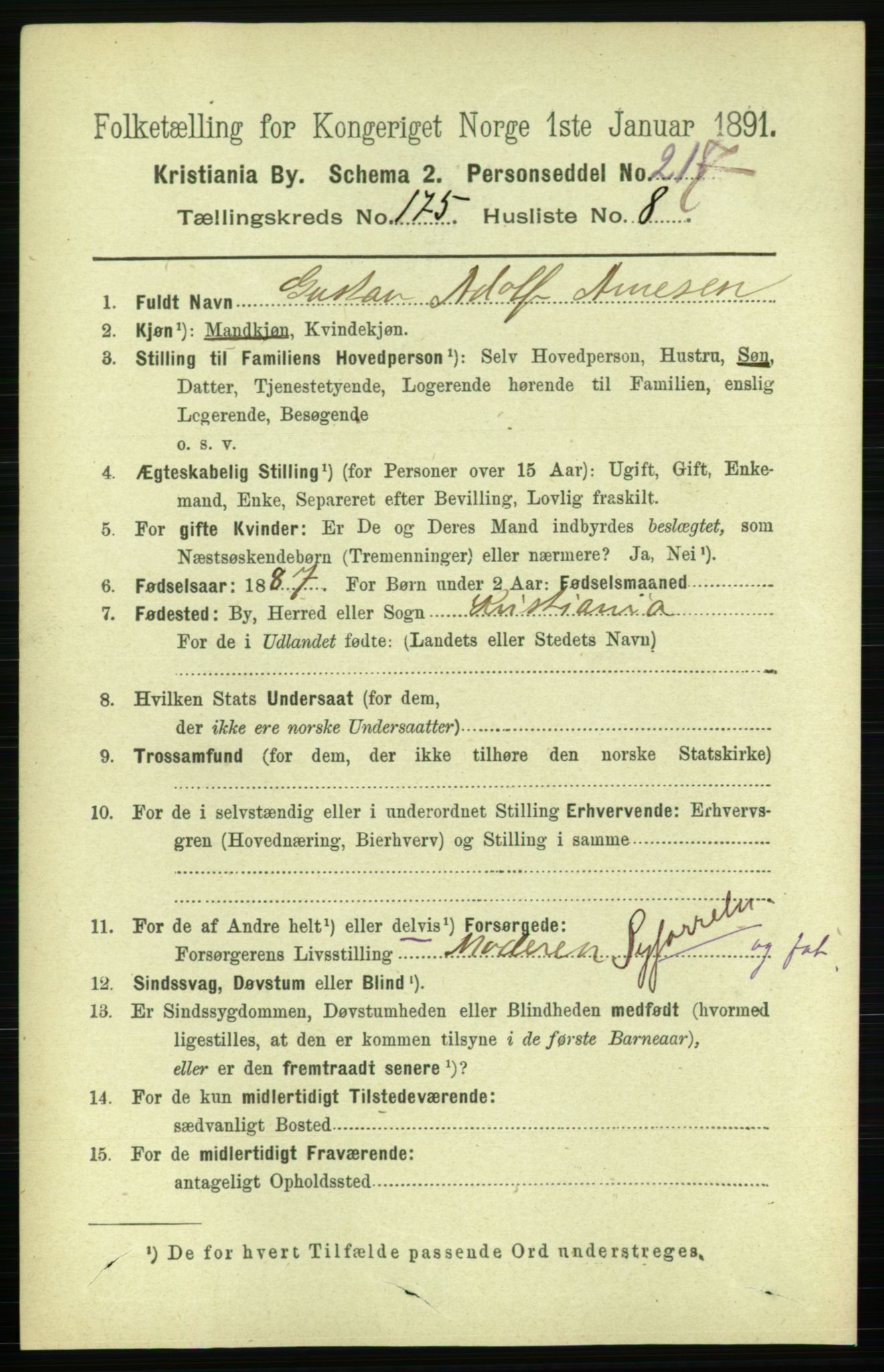 RA, 1891 census for 0301 Kristiania, 1891, p. 105555