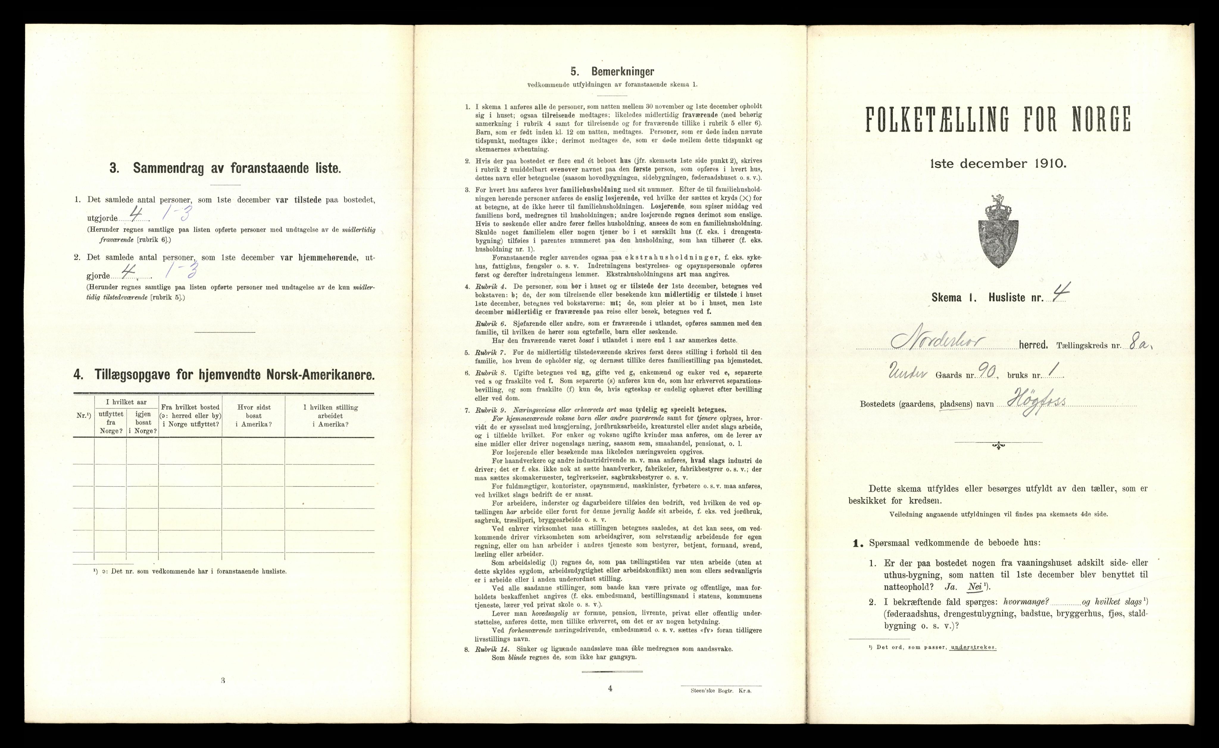 RA, 1910 census for Norderhov, 1910, p. 1766