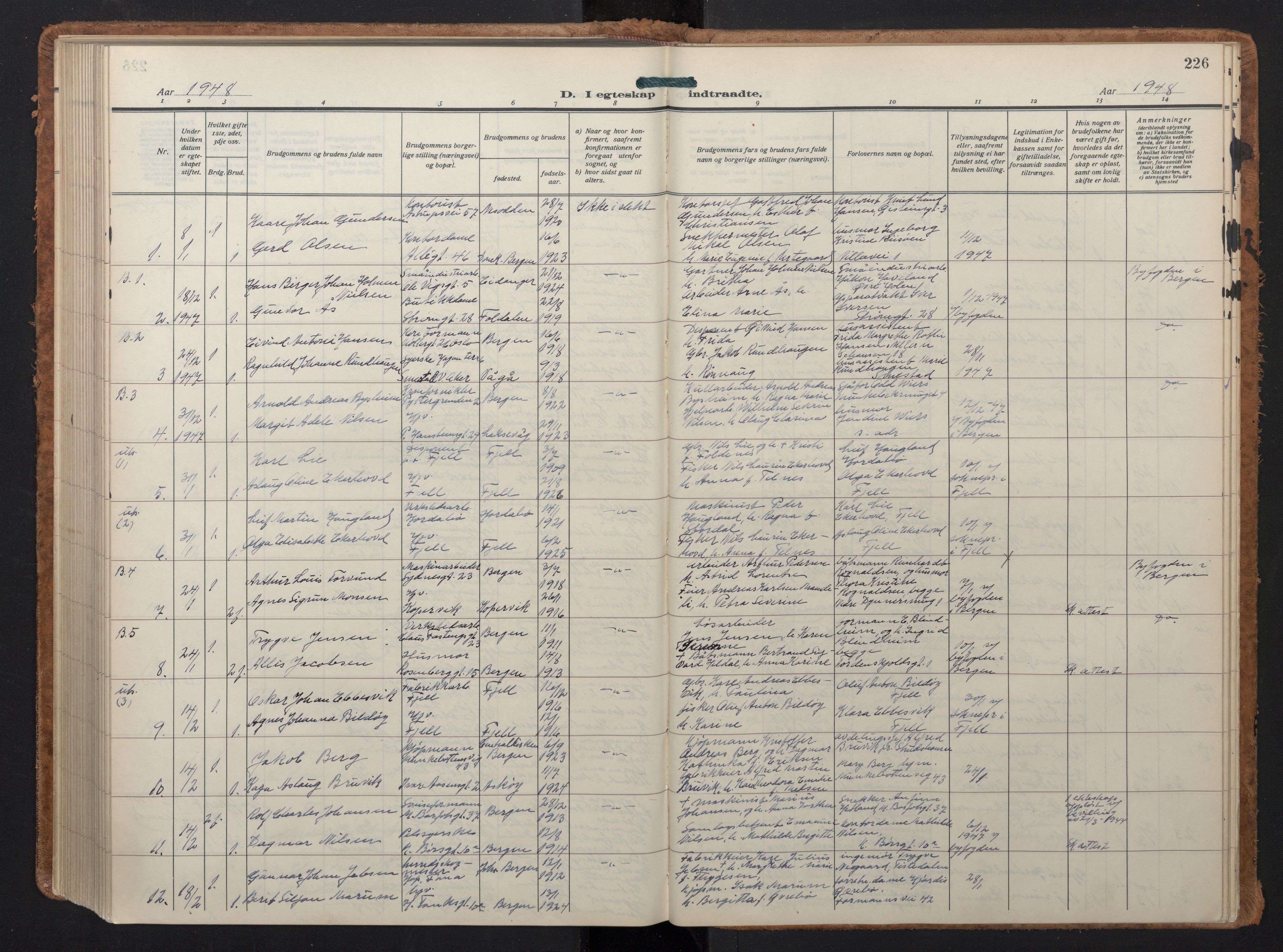 Johanneskirken sokneprestembete, AV/SAB-A-76001/H/Hab: Parish register (copy) no. C 3, 1929-1949, p. 225b-226a