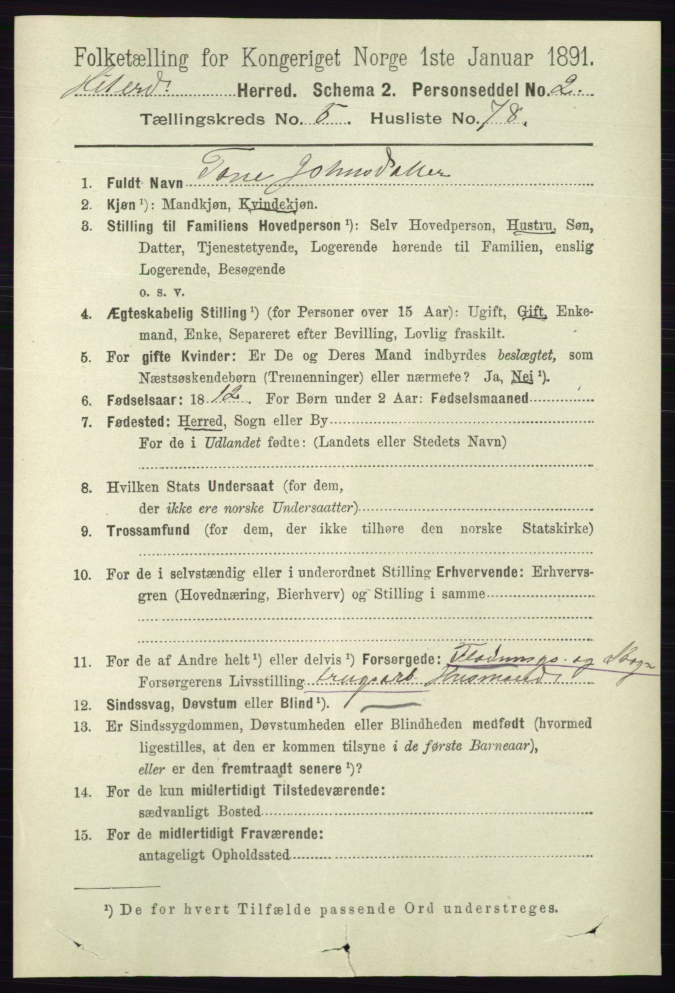 RA, 1891 census for 0823 Heddal, 1891, p. 2521