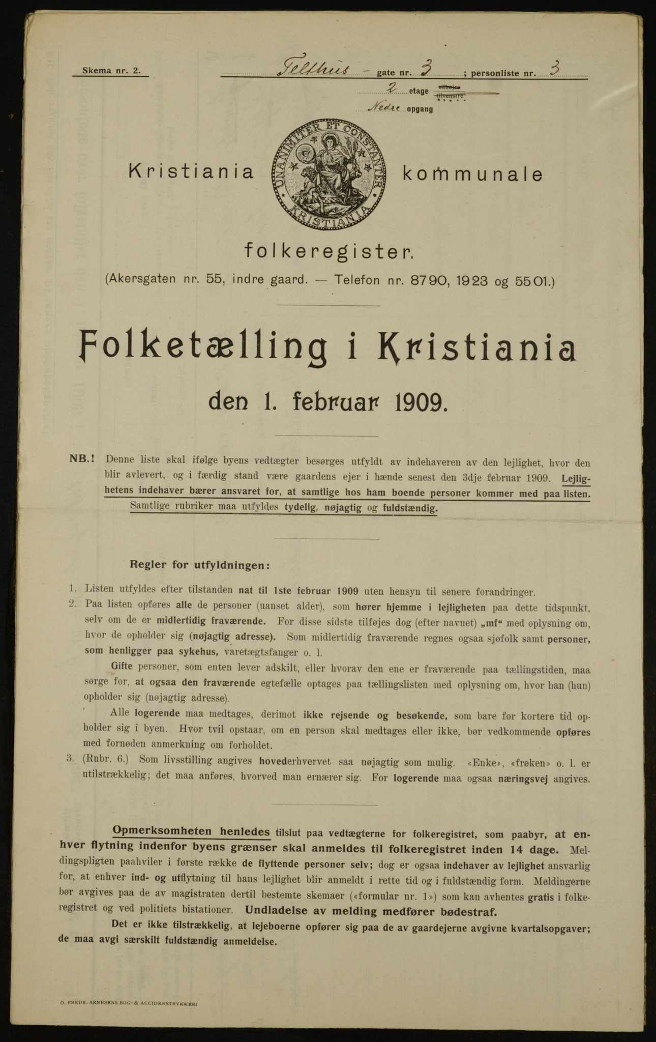 OBA, Municipal Census 1909 for Kristiania, 1909, p. 97509