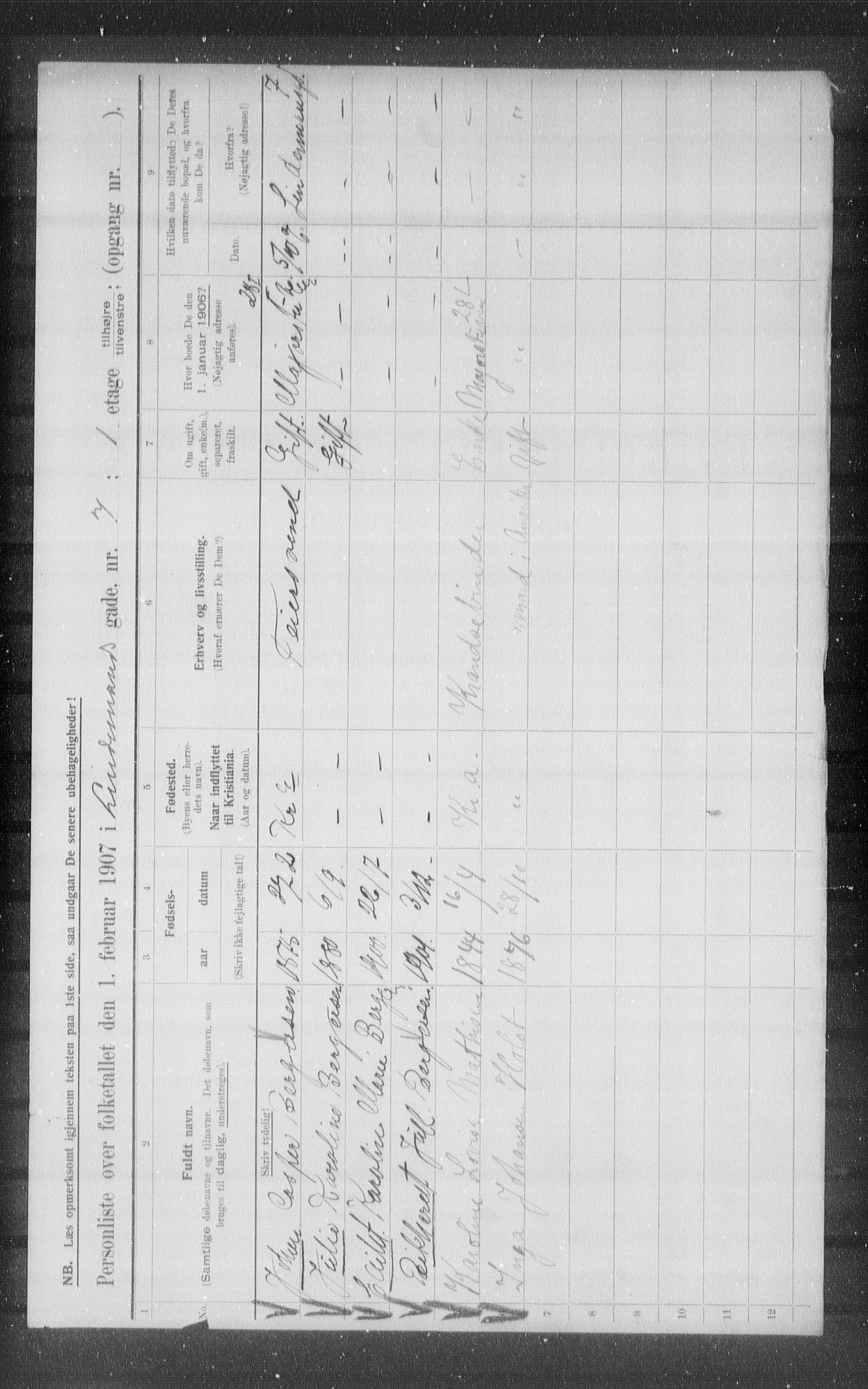 OBA, Municipal Census 1907 for Kristiania, 1907, p. 29703