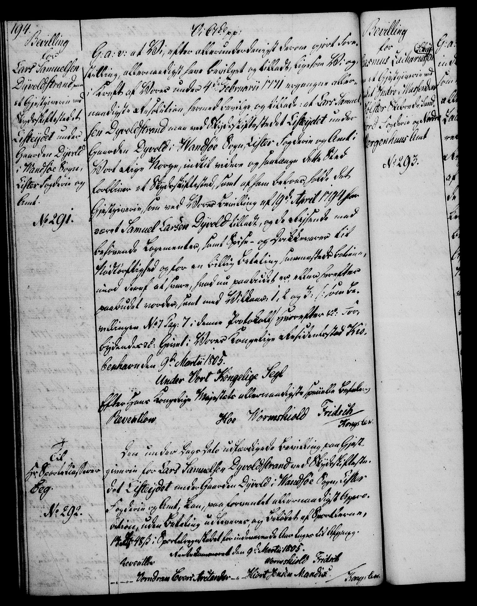 Rentekammeret, Kammerkanselliet, RA/EA-3111/G/Gg/Gga/L0018: Norsk ekspedisjonsprotokoll med register (merket RK 53.18), 1804-1806, p. 194